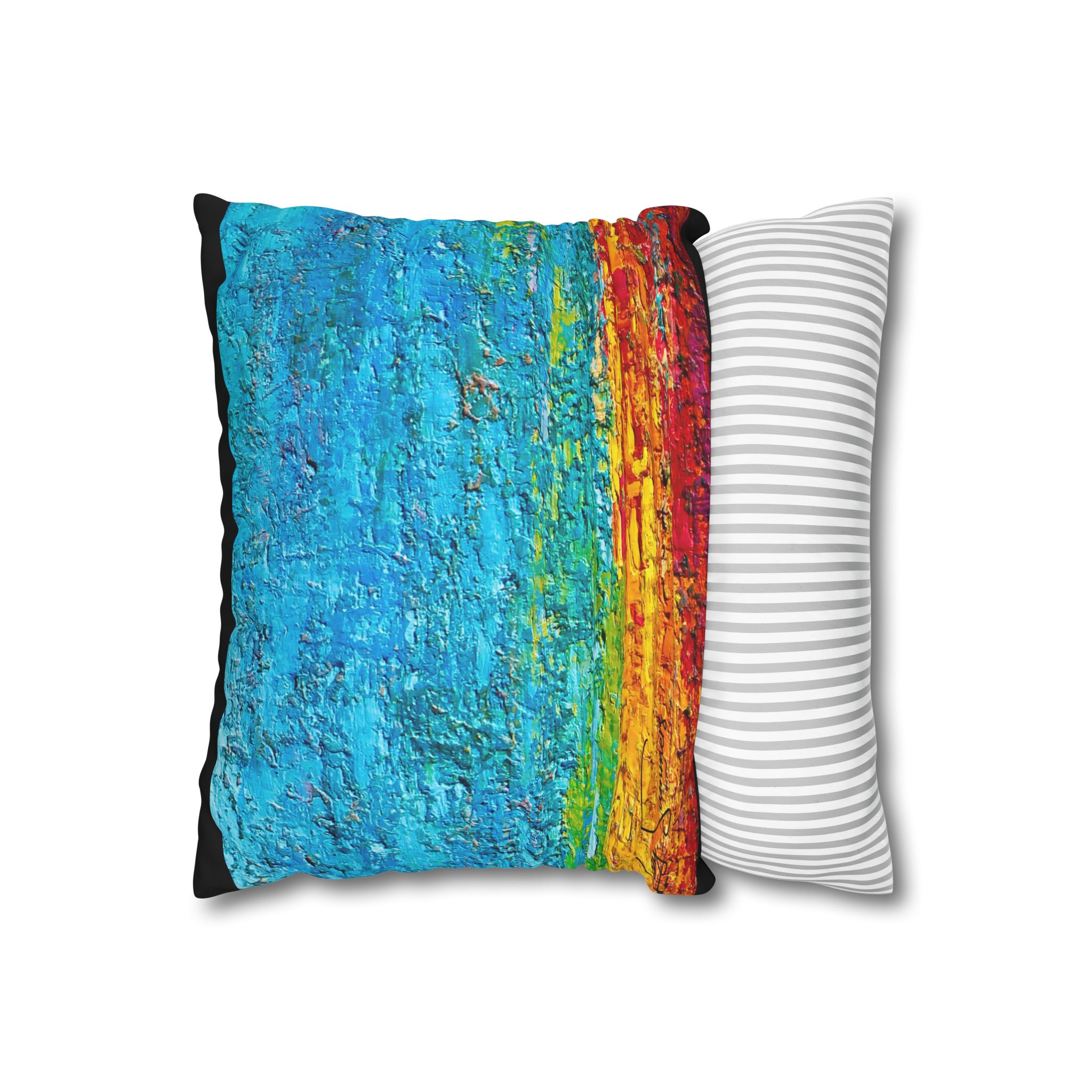 Abstract Canvas Pillowcase —Heavy Texture Painted Sunset - Image 2