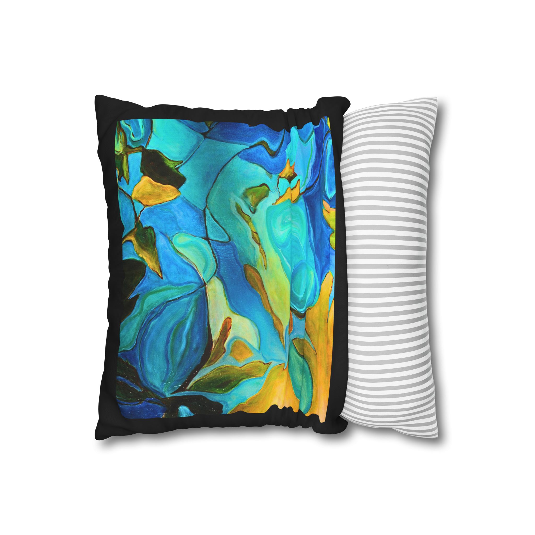 Canvas Pillowcase —River Muse Yellow, Blue and Green - Image 3