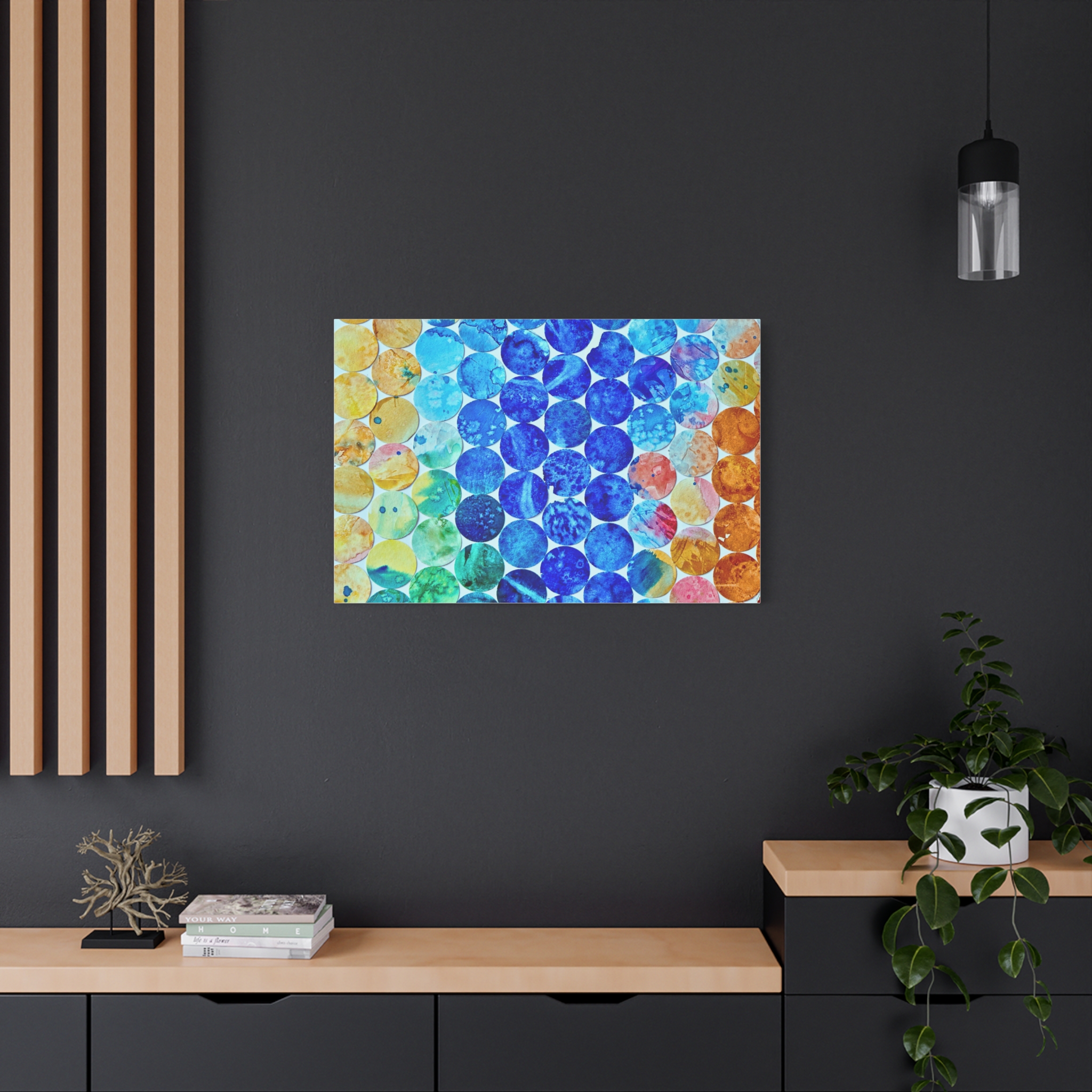 Pops Dots Blue ,Yellow and Oramge Canvas Print-- - Image 16