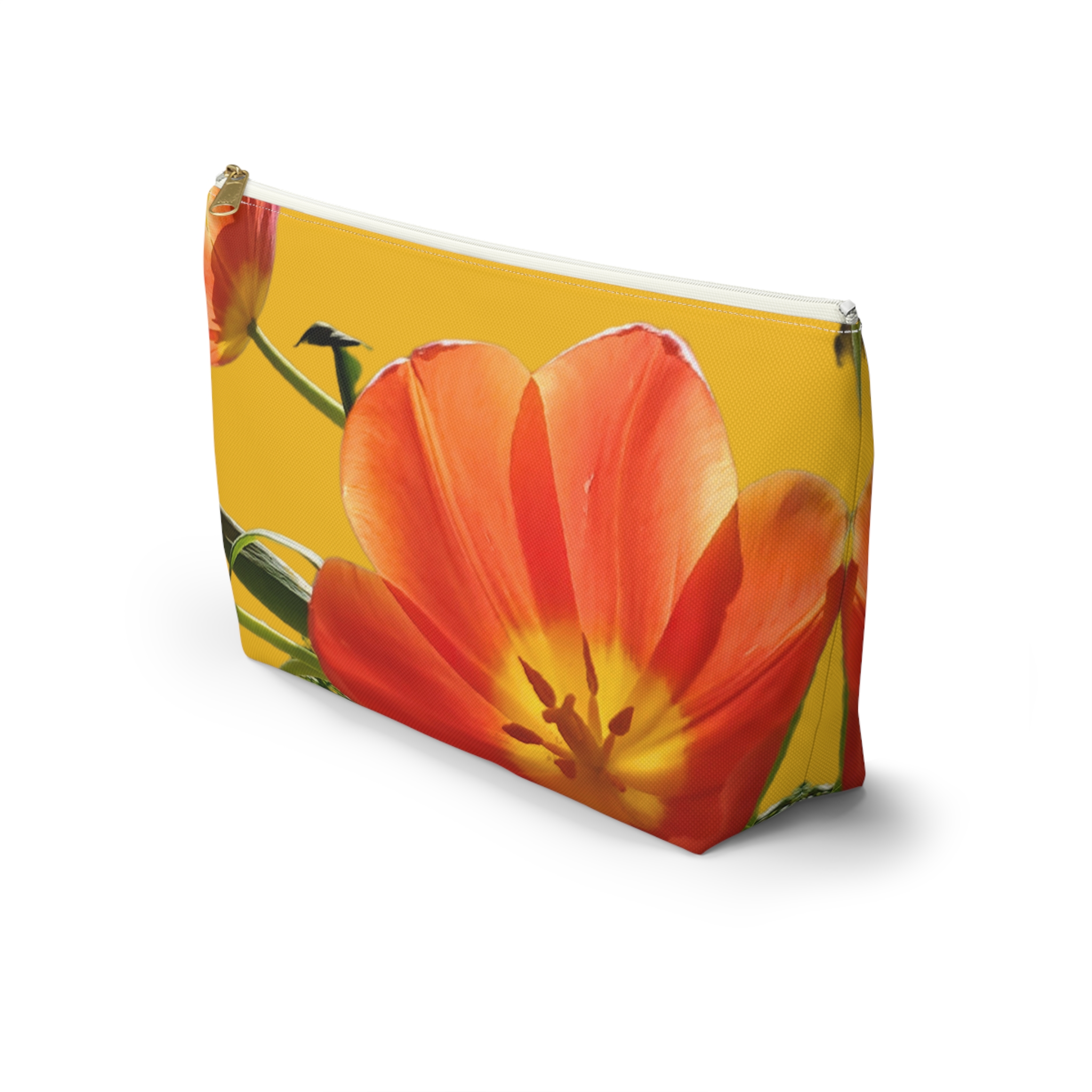 Accessory Pouch w T-bottom Tulips on Yellow - Image 11