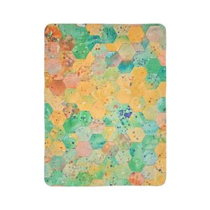 Colorful Fleece Sherpa Blanket - LIght Green and Peach