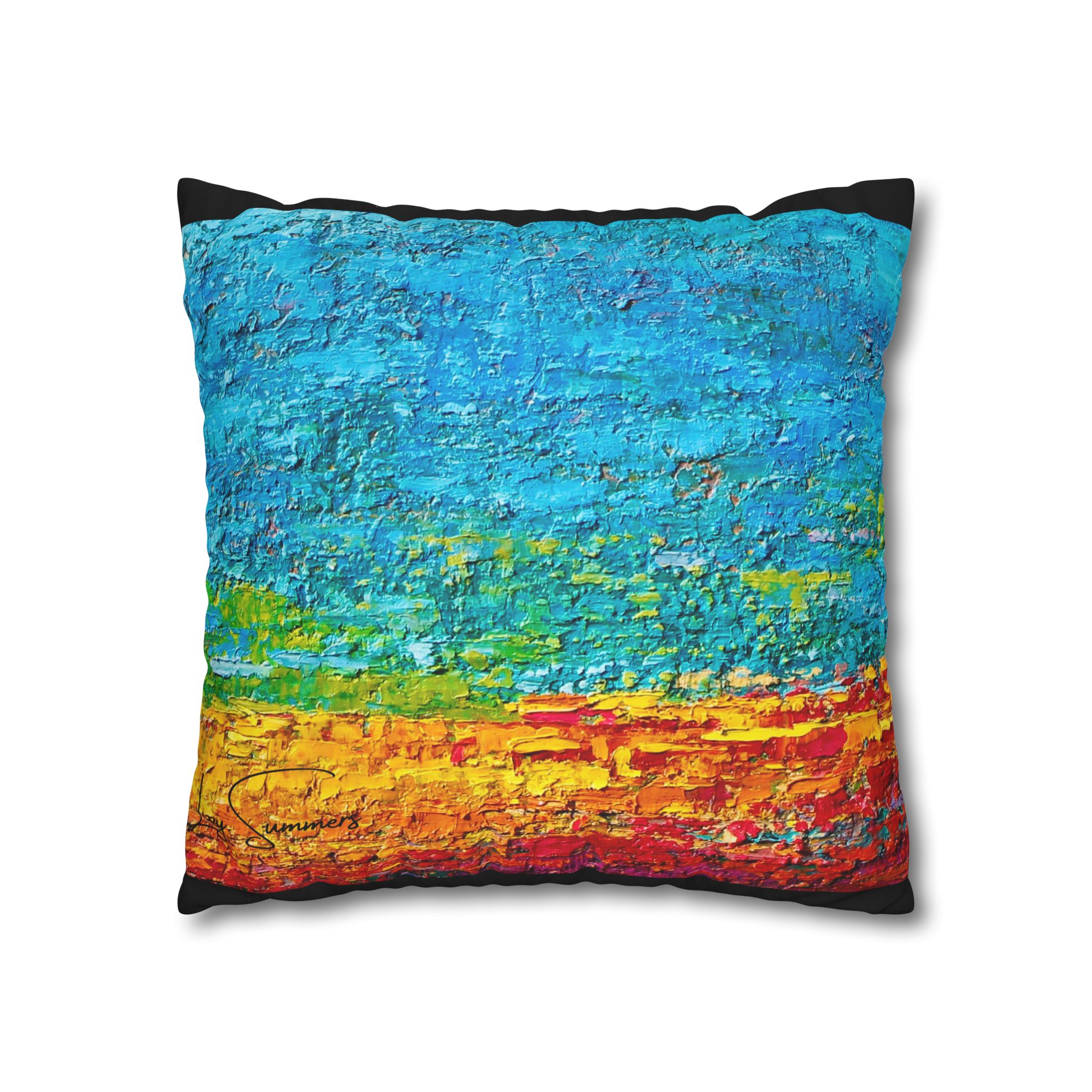 Abstract Canvas Pillowcase —Heavy Texture Painted Sunset - Image 8