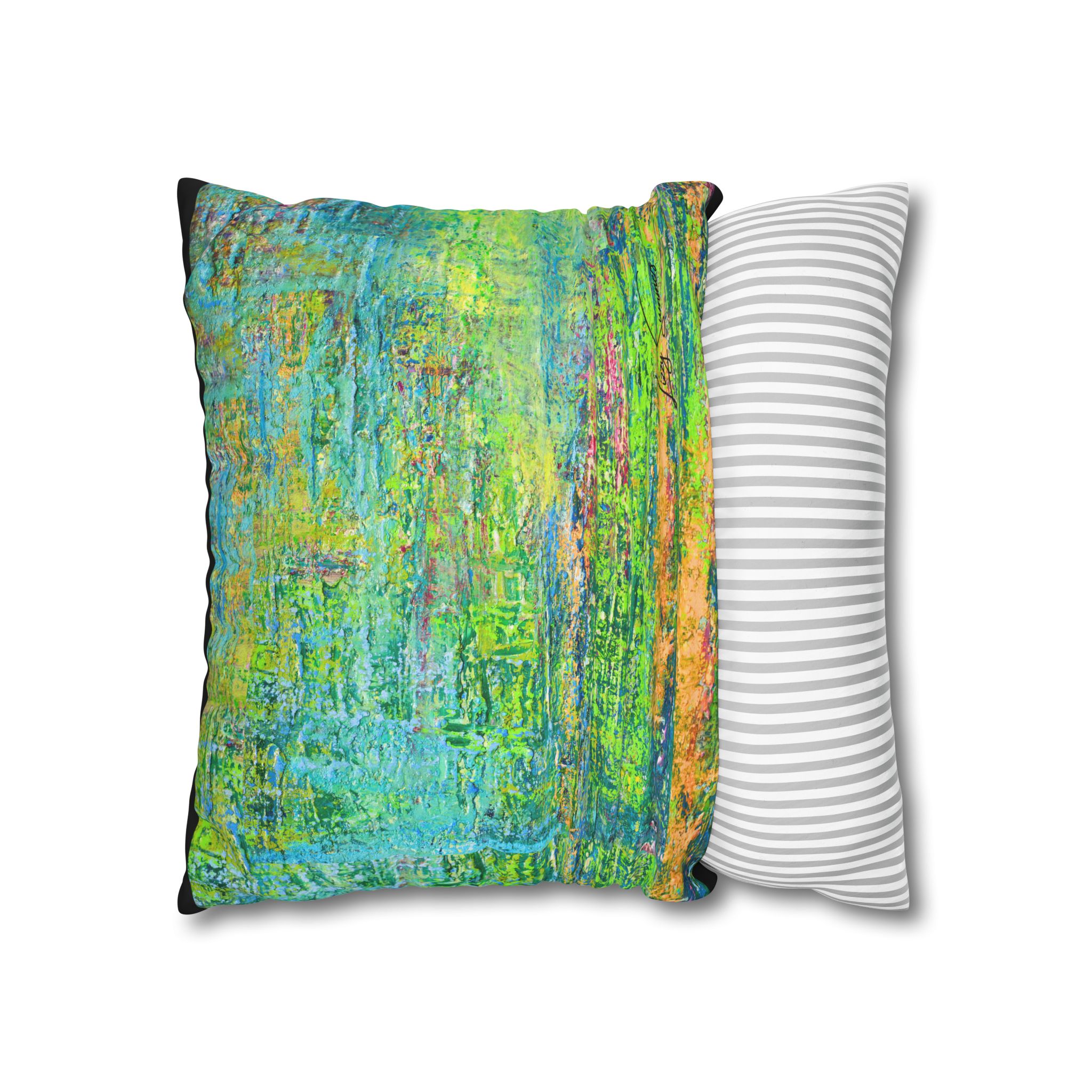 Abstract Canvas Pillowcase — Shimmering Neon Green - Image 9
