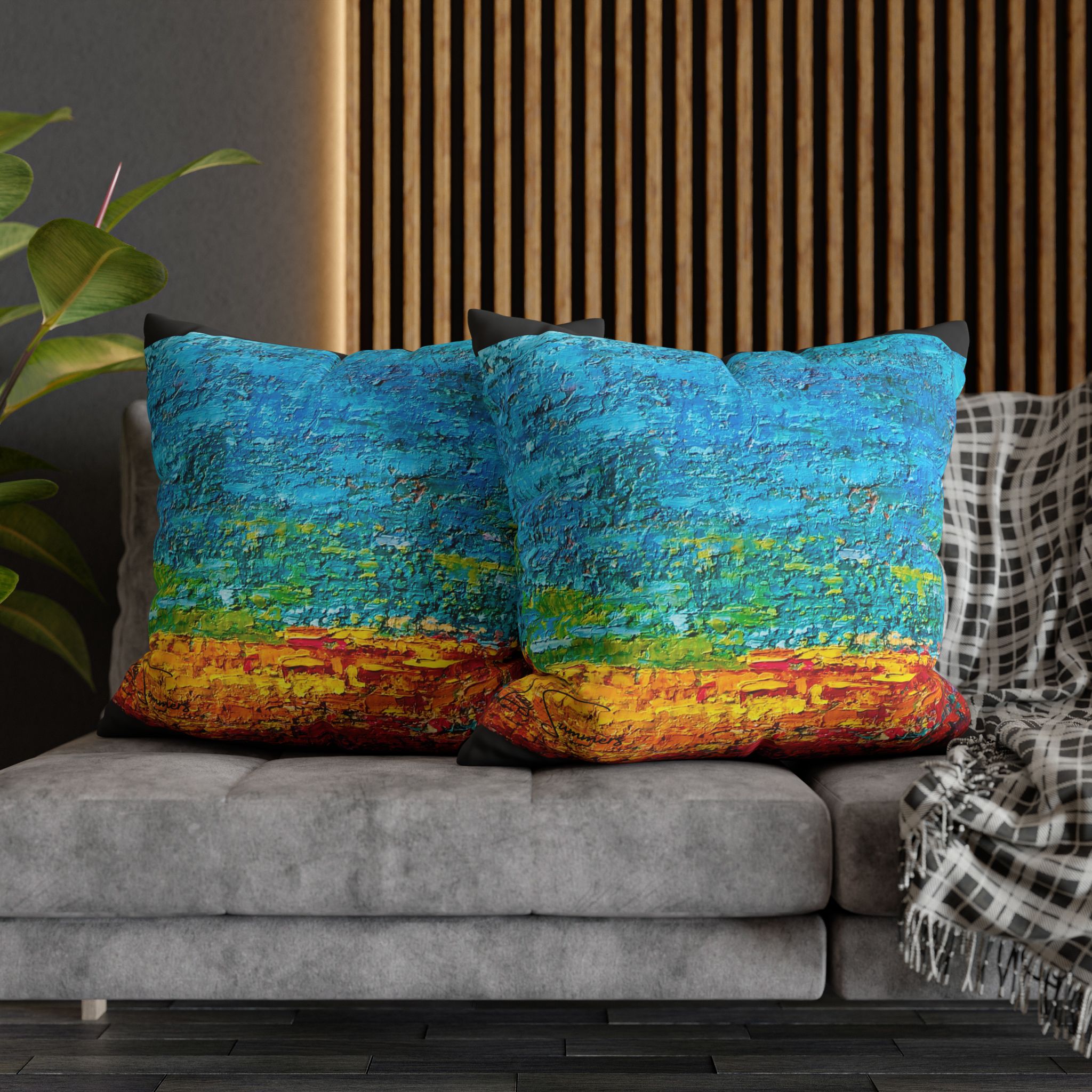 Abstract Canvas Pillowcase —Heavy Texture Painted Sunset - Image 26