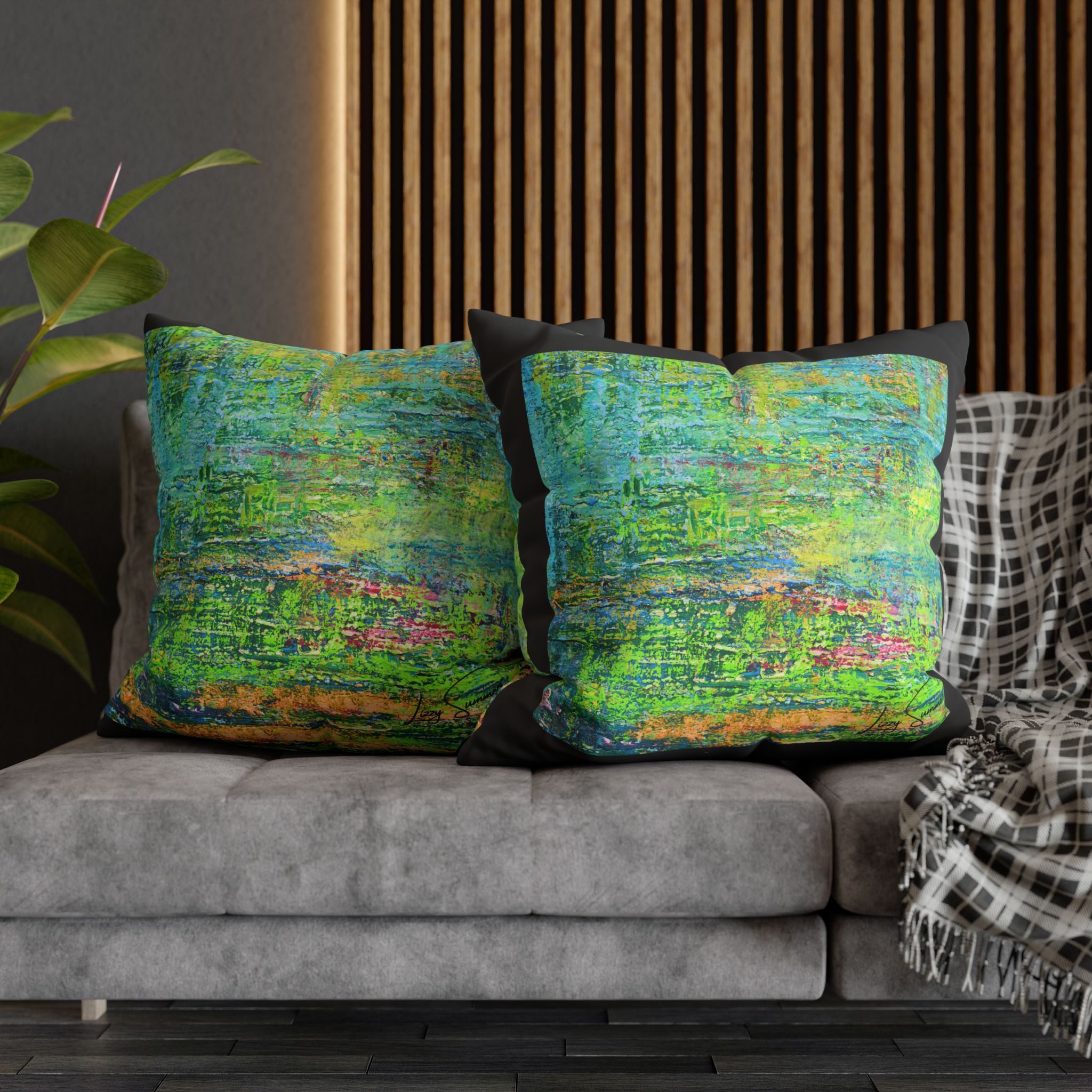 Abstract Canvas Pillowcase — Shimmering Neon Green - Image 26