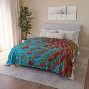 Colorful Fleece Sherpa Blanket -Bold Sunset Pattern