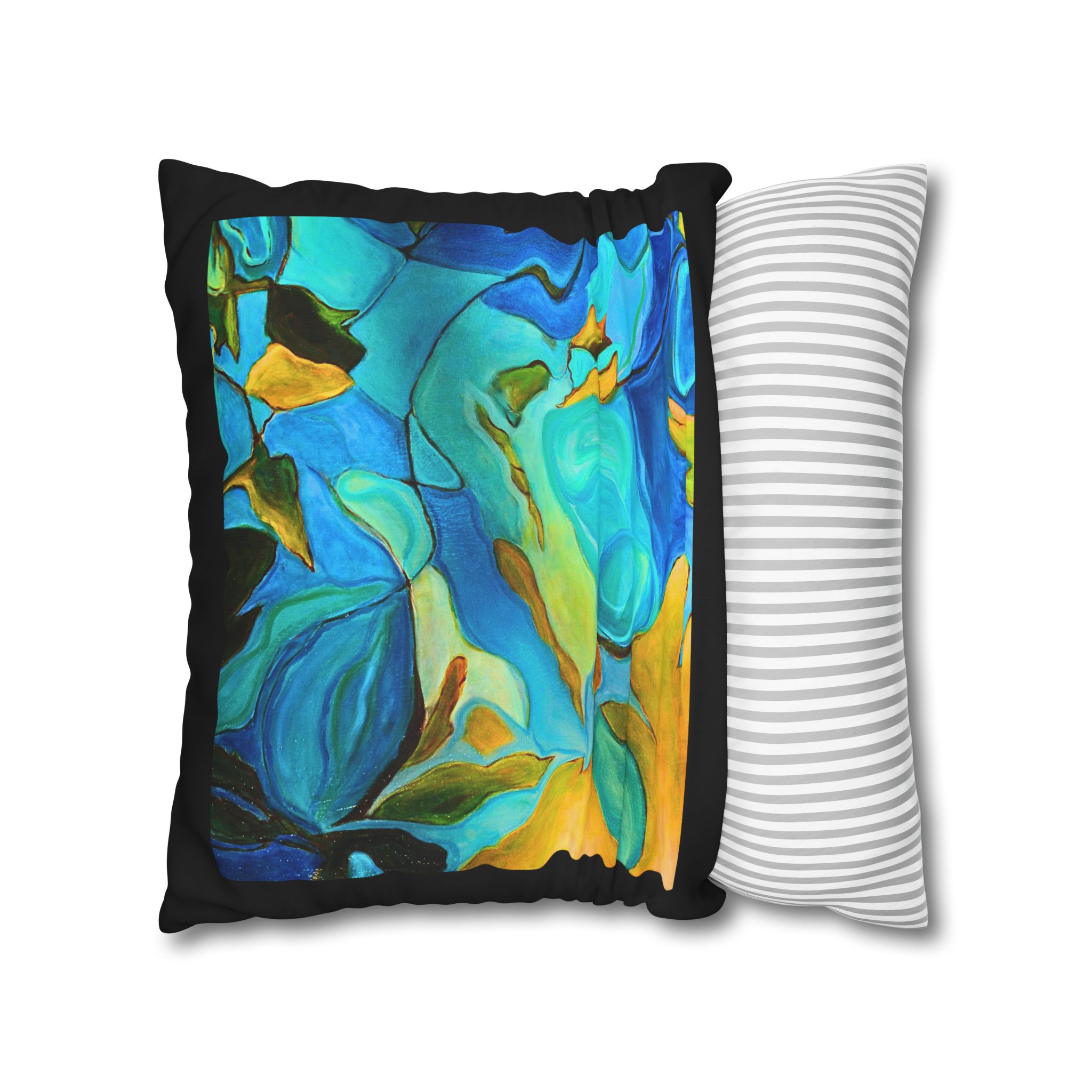 Canvas Pillowcase —River Muse Yellow, Blue and Green - Image 14
