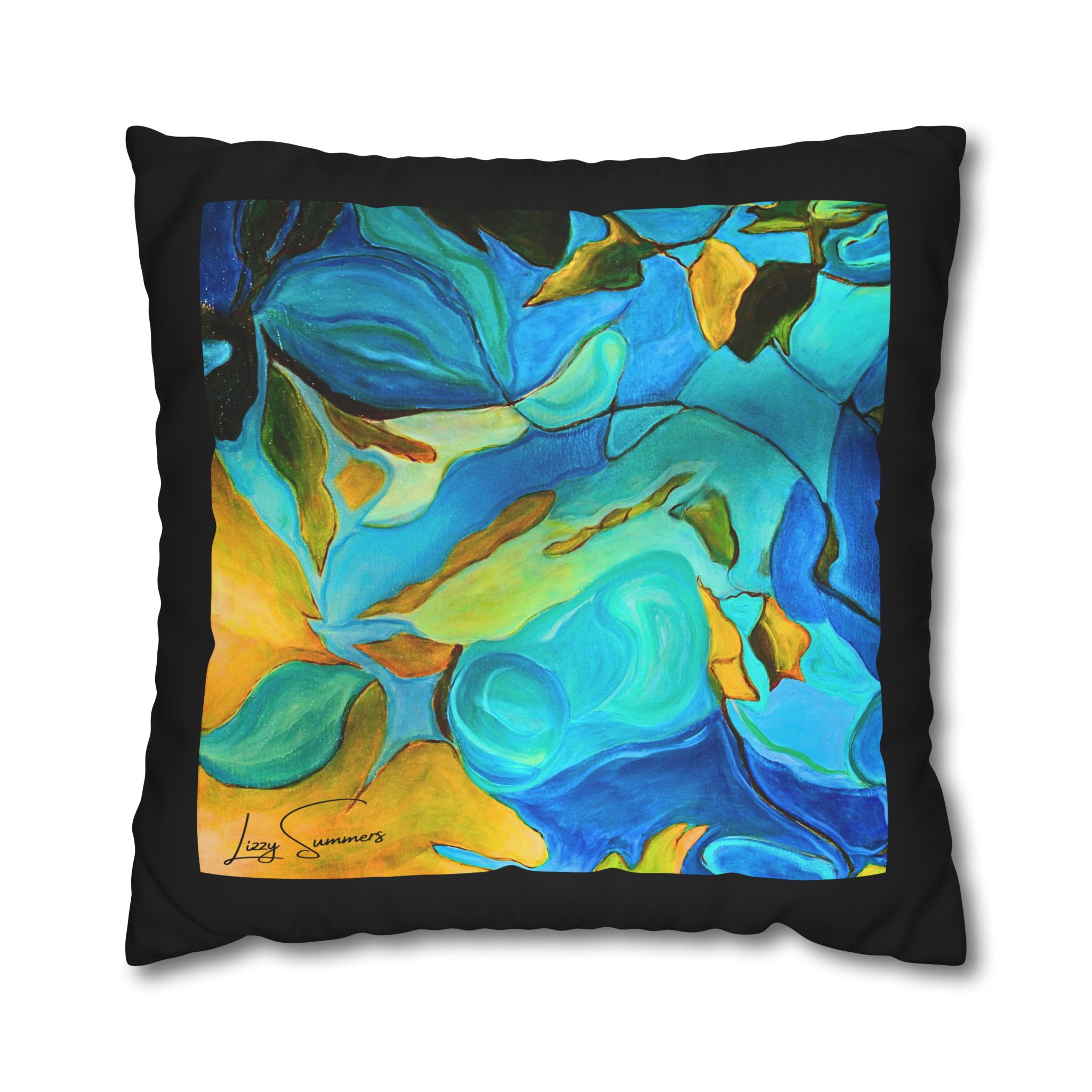 Canvas Pillowcase —River Muse Yellow, Blue and Green - Image 25