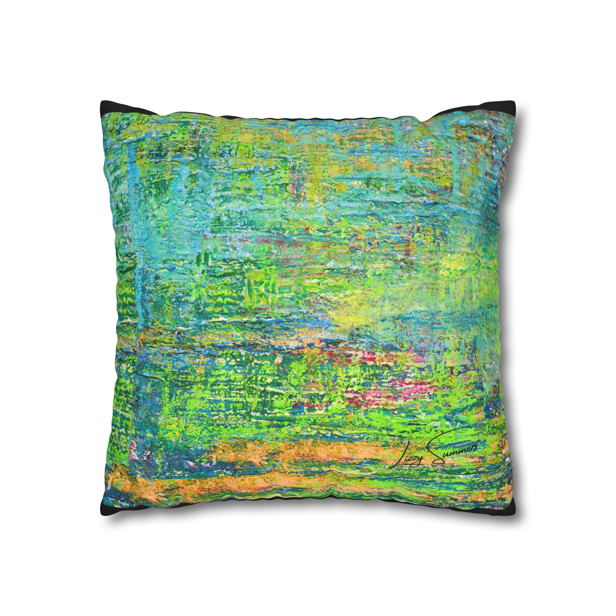 Abstract Canvas Pillowcase — Shimmering Neon Green - Image 8