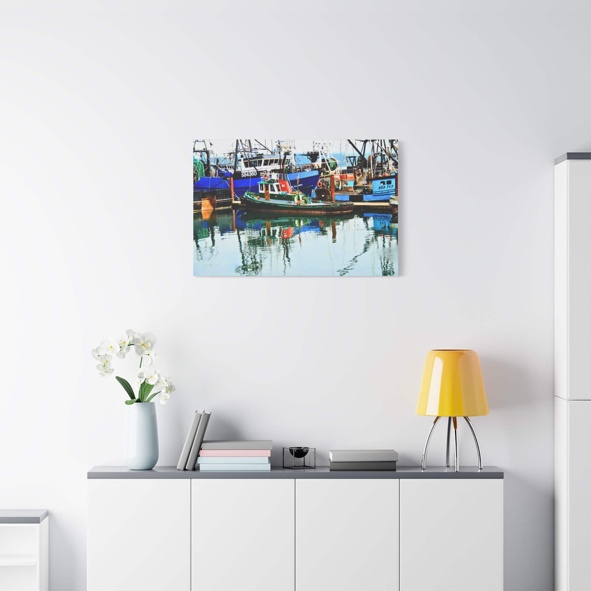 Canvas Print--Harbor Boat Reflections