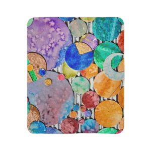 Colorful Fleece Sherpa Blanket - Cozy Vibrant Big Purple Circle, Little Blue Circle