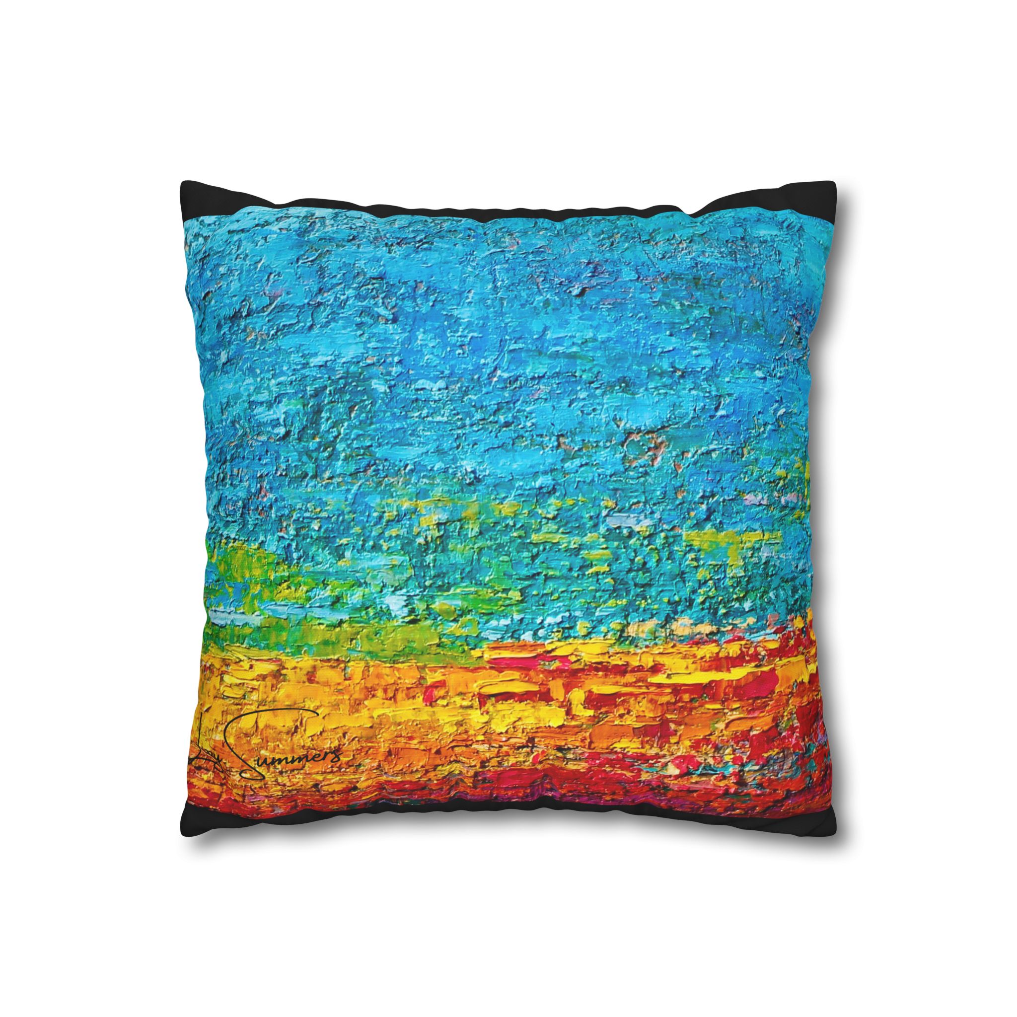 Abstract Canvas Pillowcase —Heavy Texture Painted Sunset