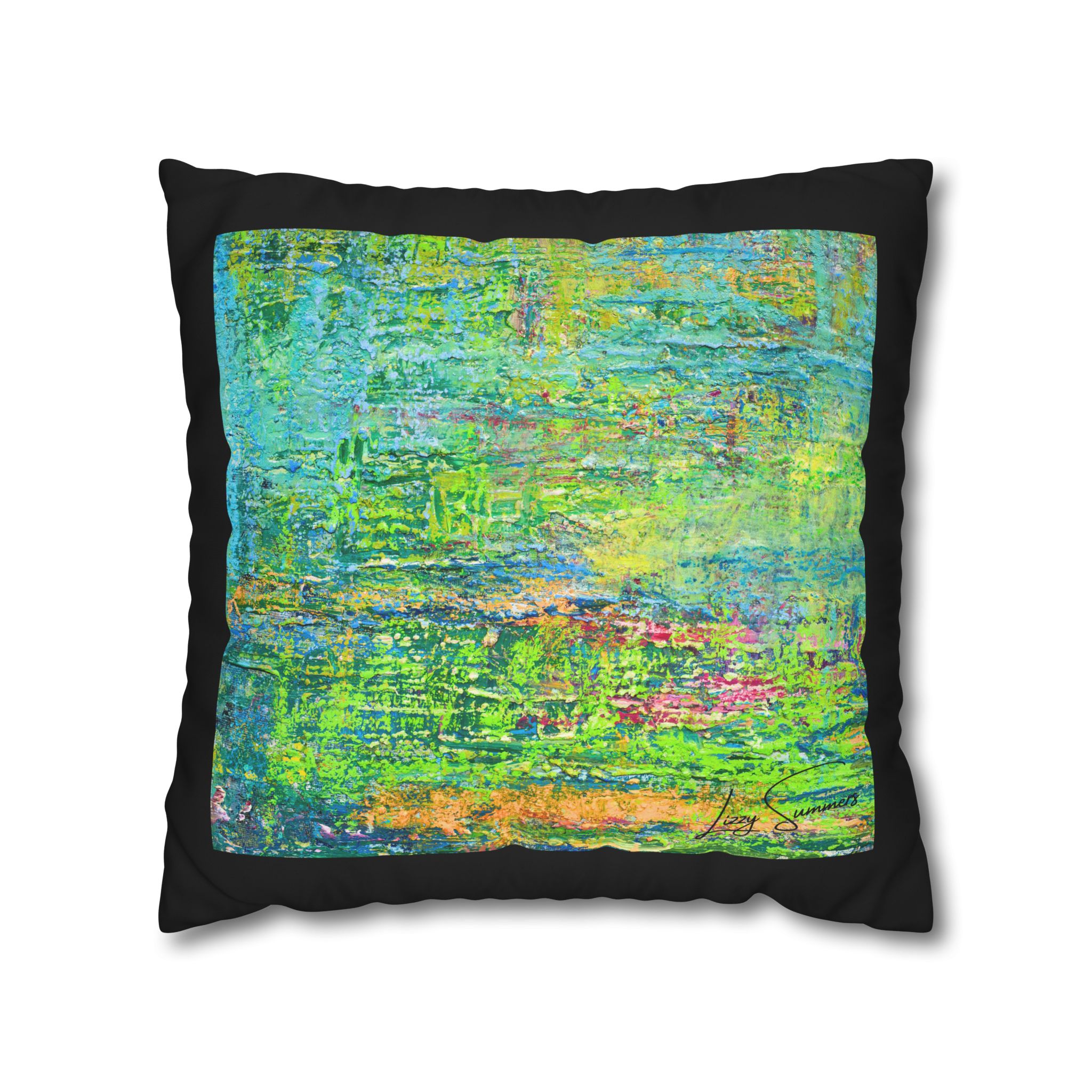 Abstract Canvas Pillowcase — Shimmering Neon Green - Image 15