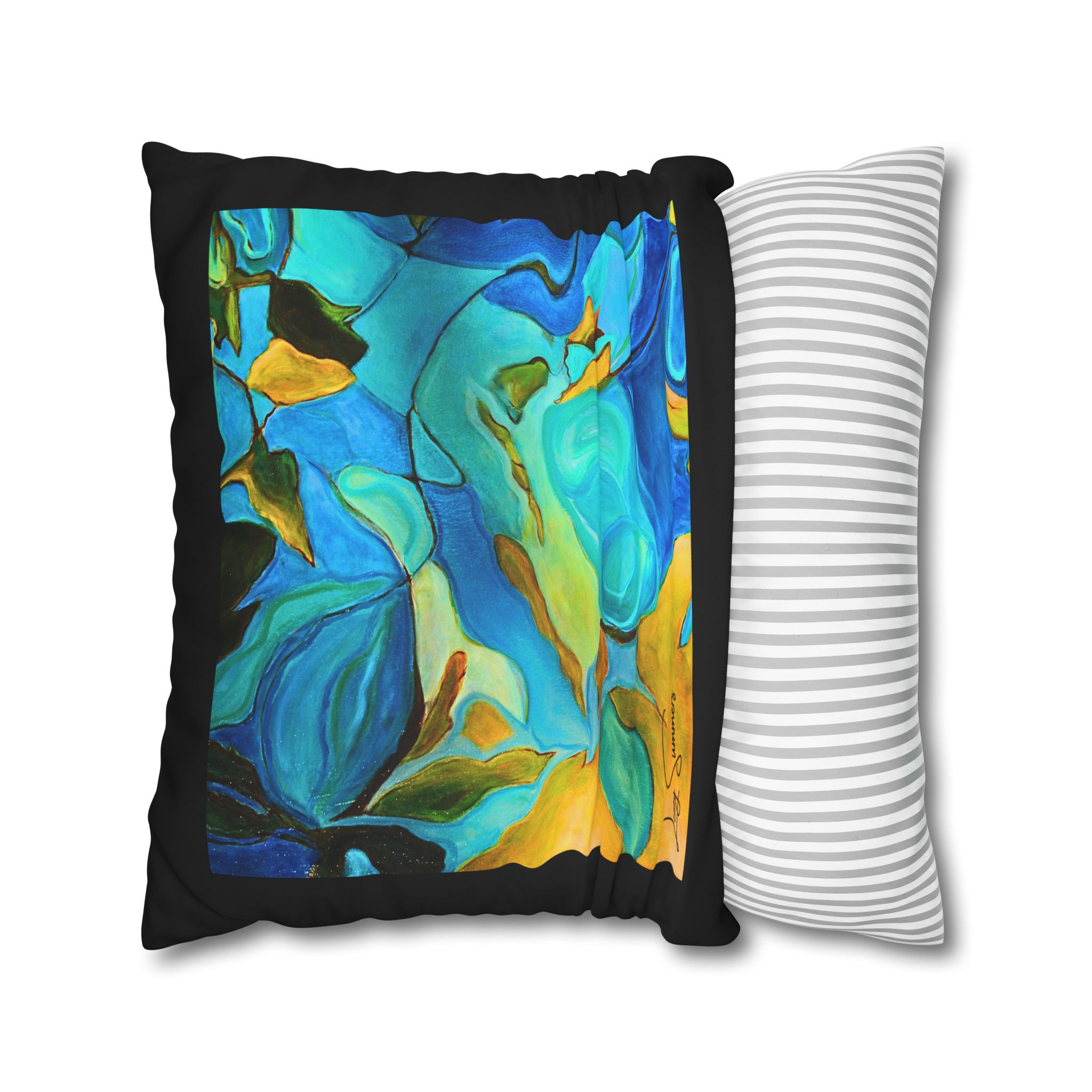Canvas Pillowcase —River Muse Yellow, Blue and Green - Image 17