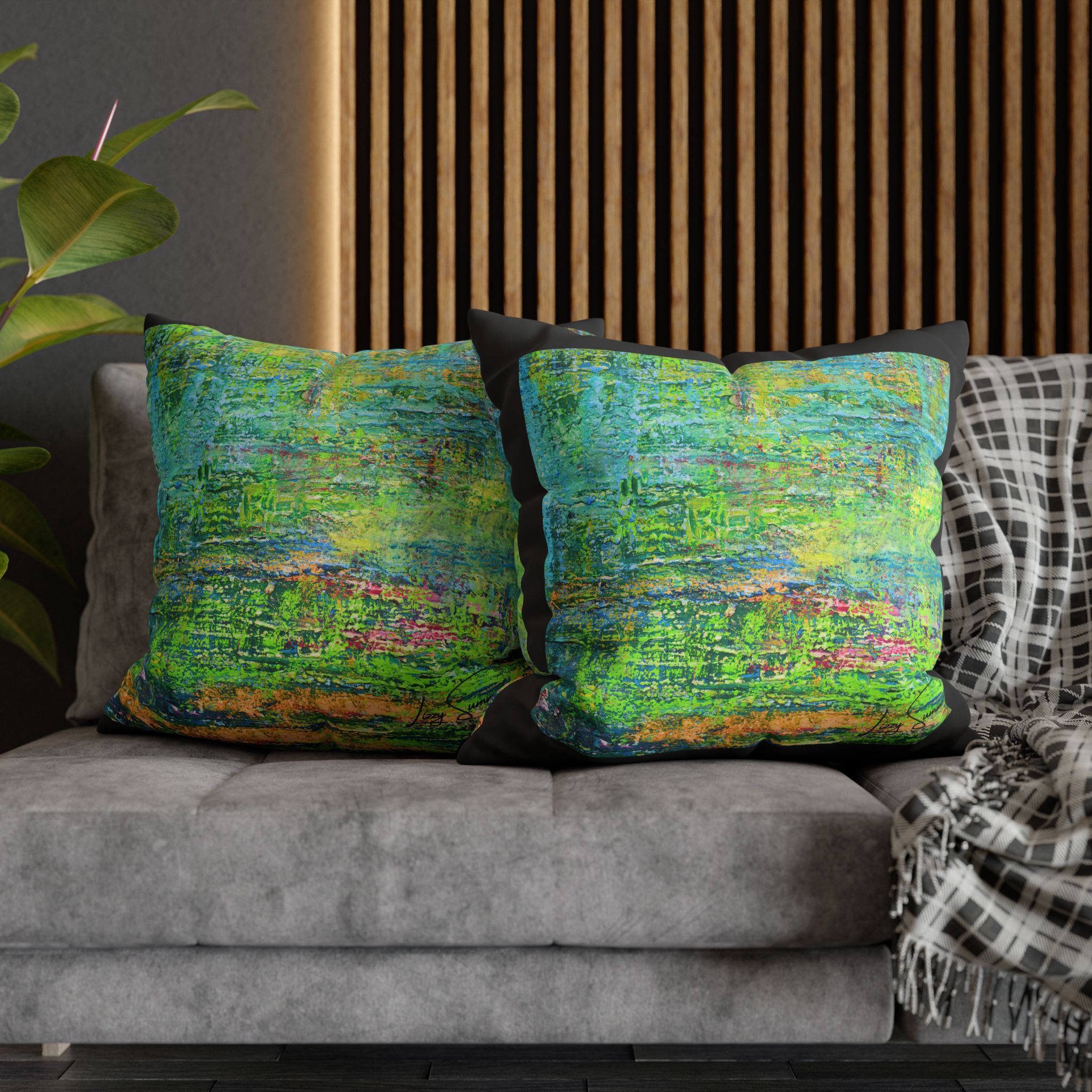 Abstract Canvas Pillowcase — Shimmering Neon Green - Image 21