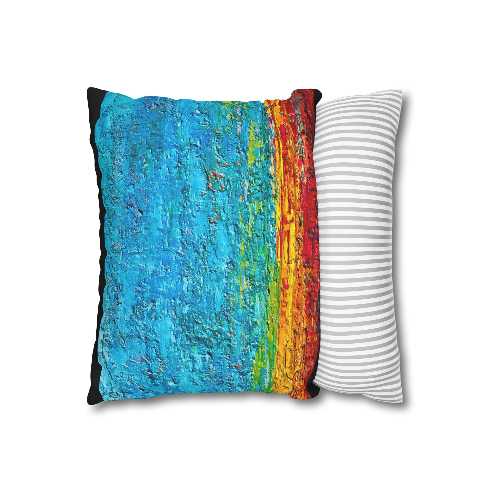 Abstract Canvas Pillowcase —Heavy Texture Painted Sunset - Image 3