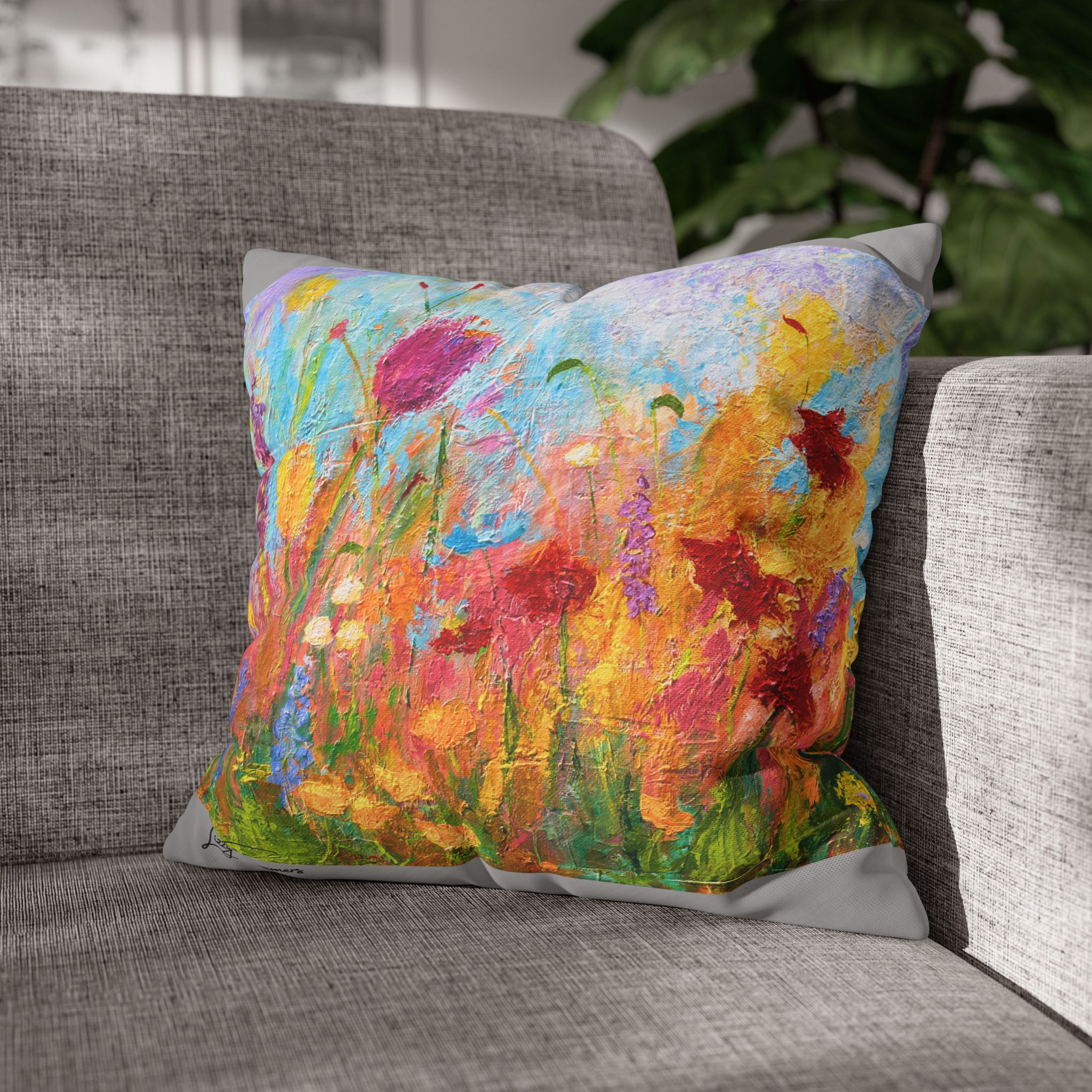 Floral Canvas Pillowcase — Painted Wildflower - Image 5