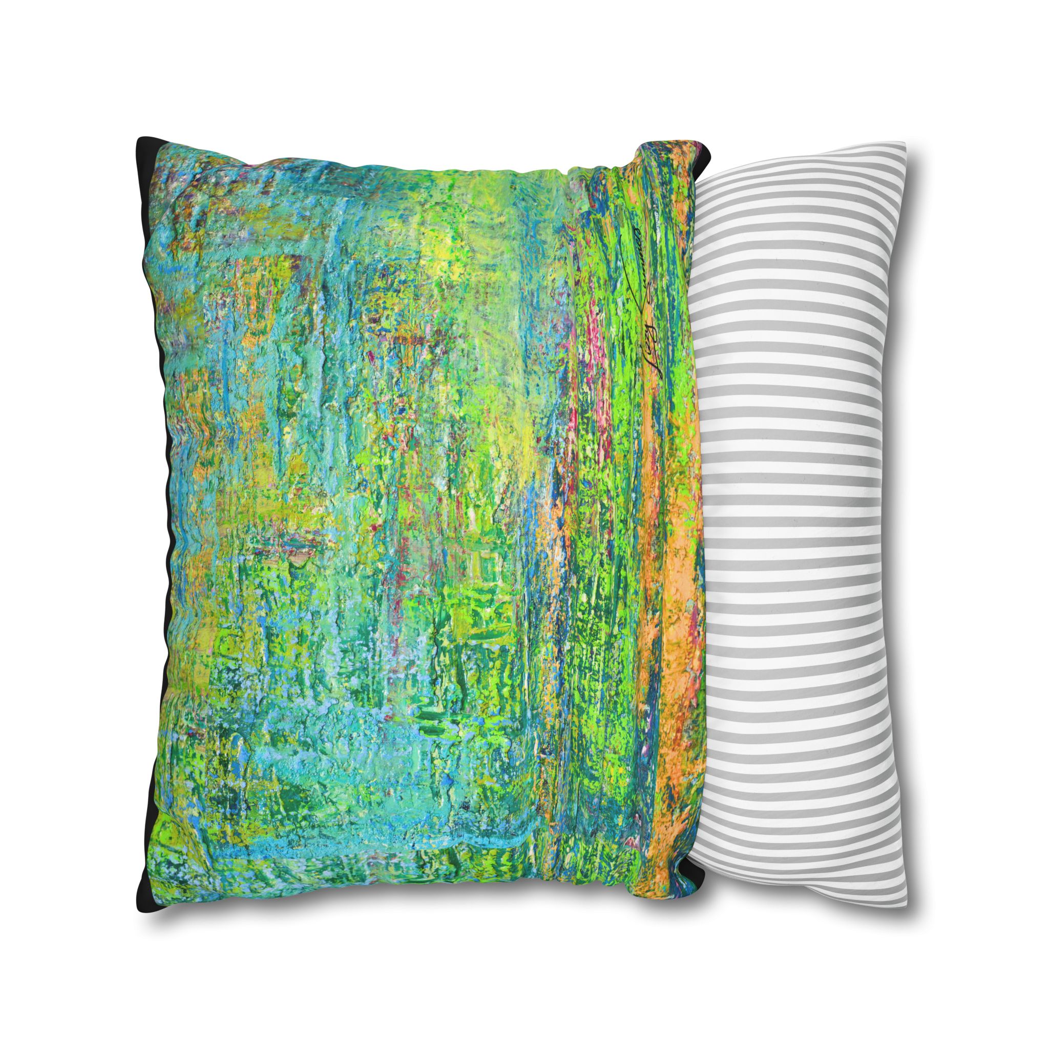 Abstract Canvas Pillowcase — Shimmering Neon Green - Image 19