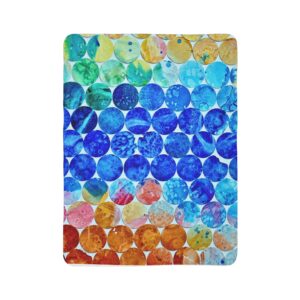 Colorful Fleece Sherpa Blanket - Cozy Vibrant Blue, Orange and Green Circles