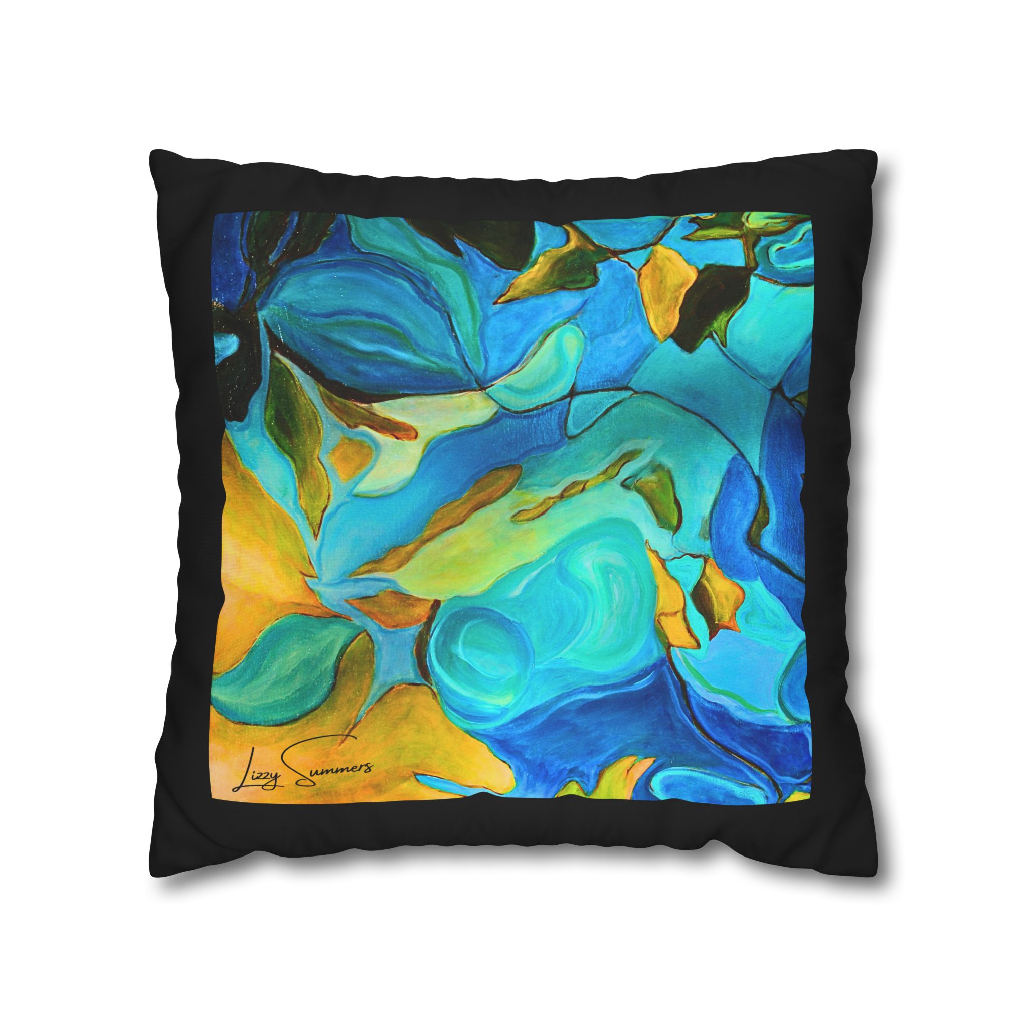 Canvas Pillowcase —River Muse Yellow, Blue and Green - Image 15