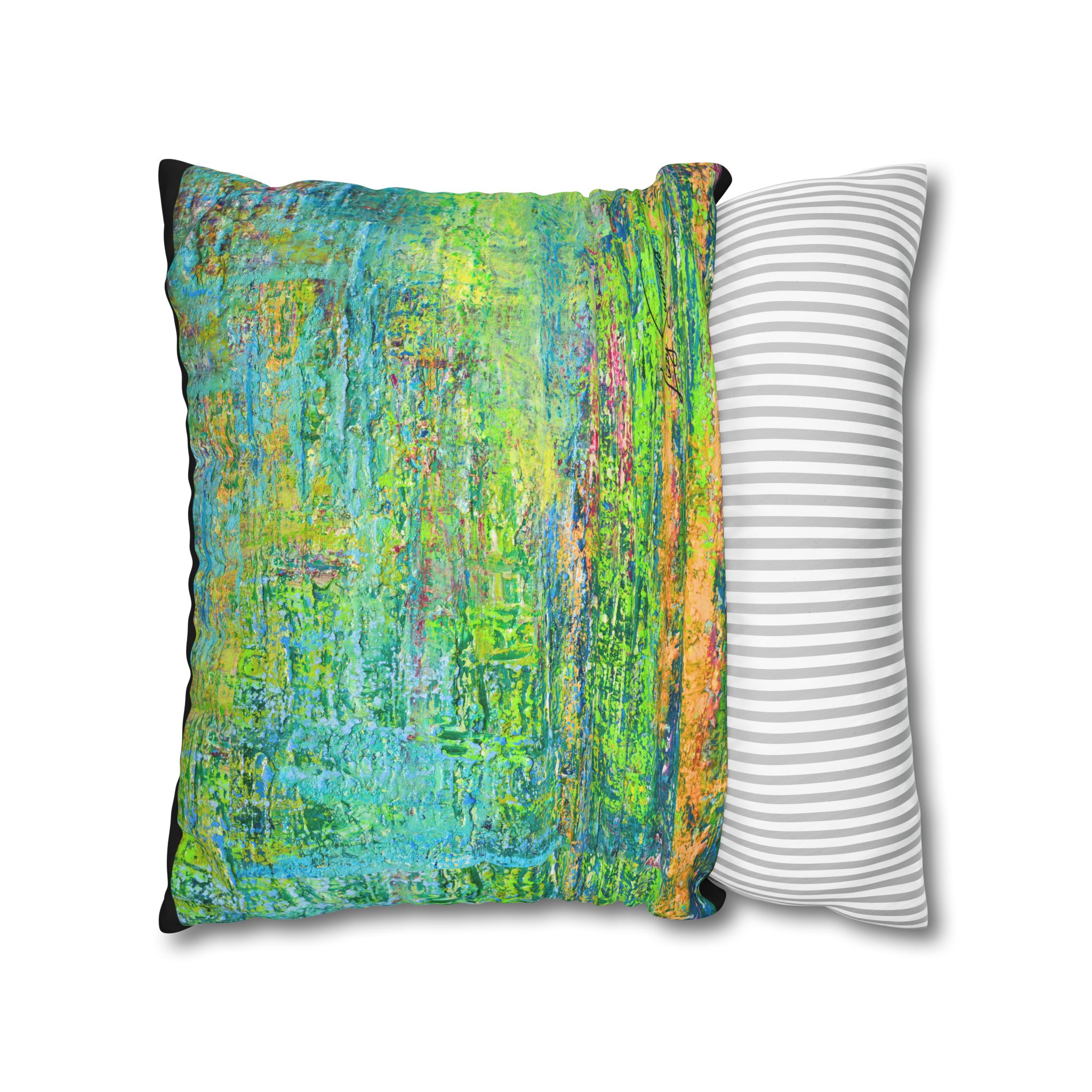 Abstract Canvas Pillowcase — Shimmering Neon Green - Image 14