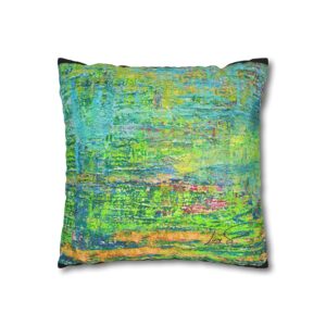 Abstract Canvas Pillowcase — Shimmering Neon Green