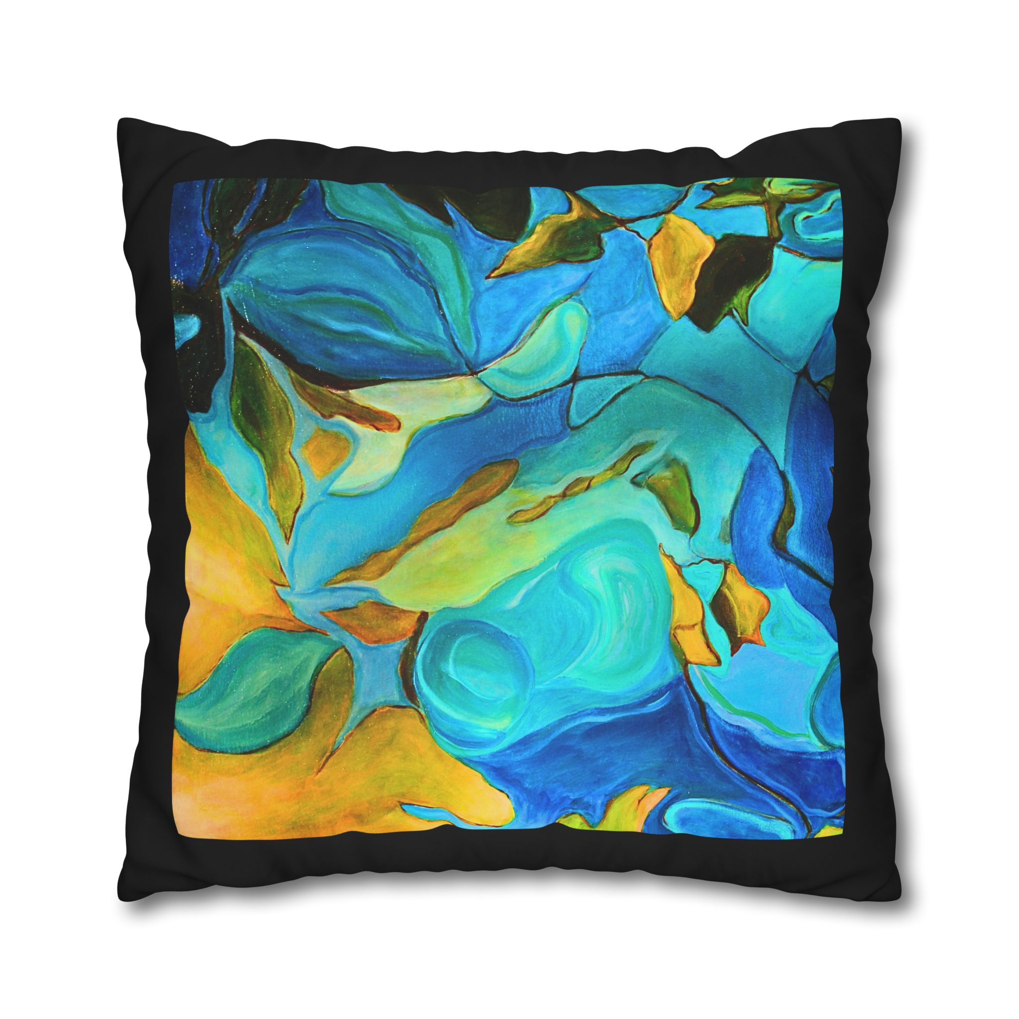 Canvas Pillowcase —River Muse Yellow, Blue and Green - Image 23