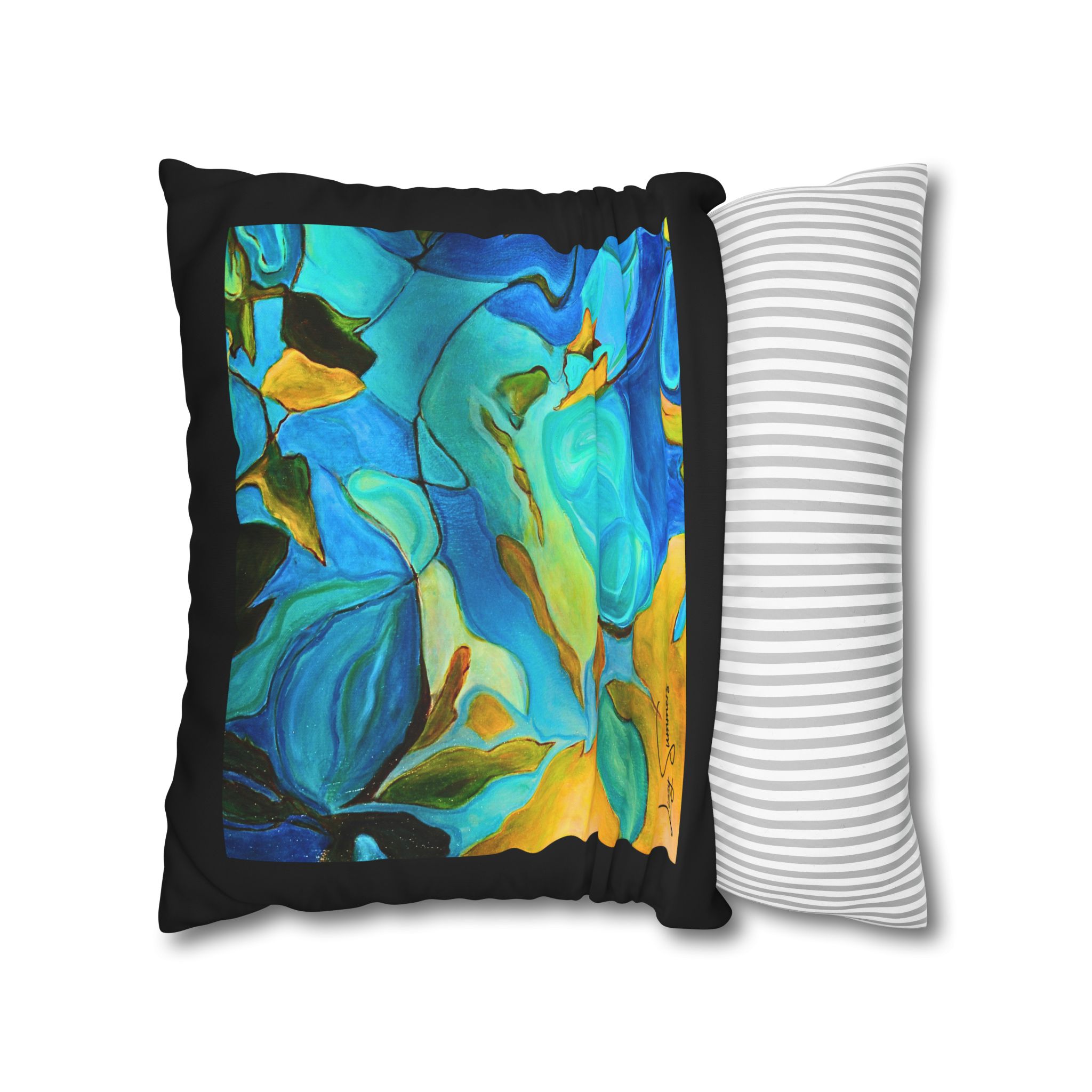 Canvas Pillowcase —River Muse Yellow, Blue and Green - Image 12