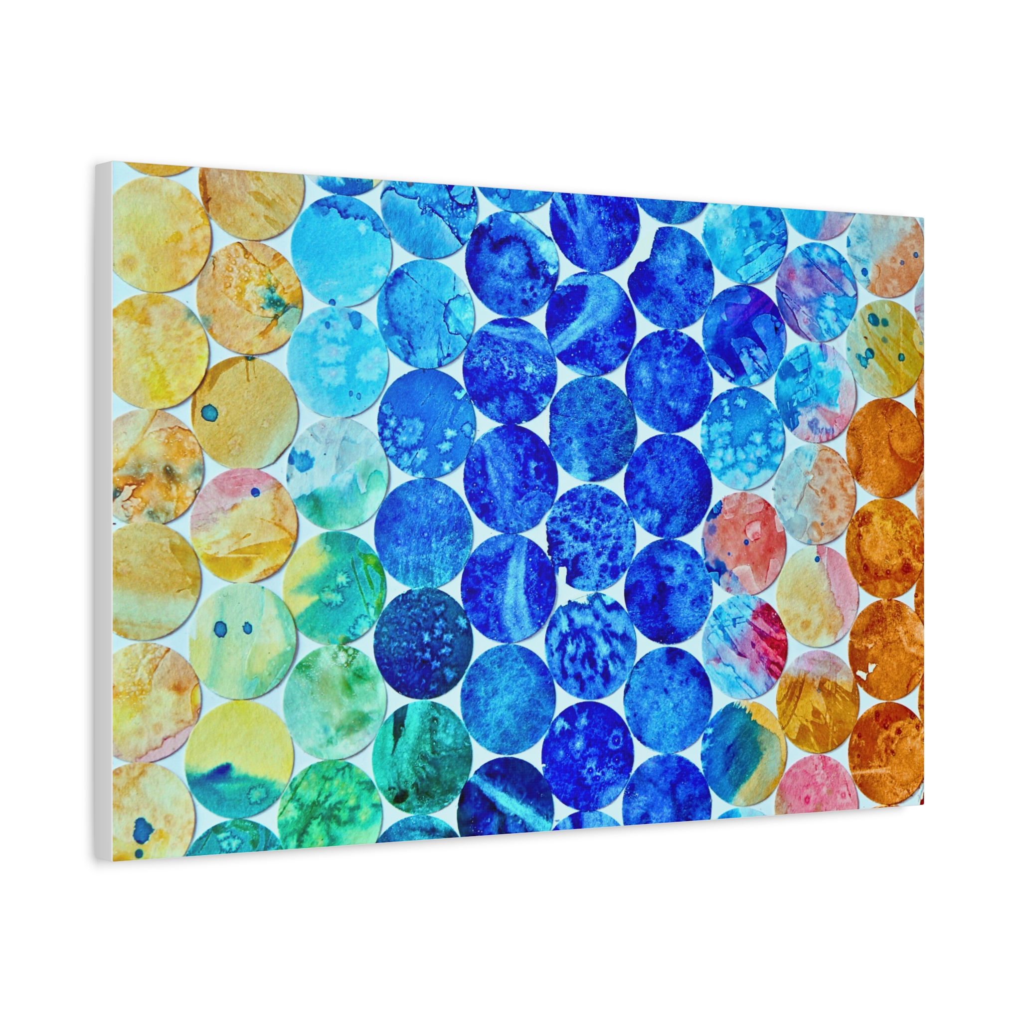 Pops Dots Blue ,Yellow and Oramge Canvas Print-- - Image 10