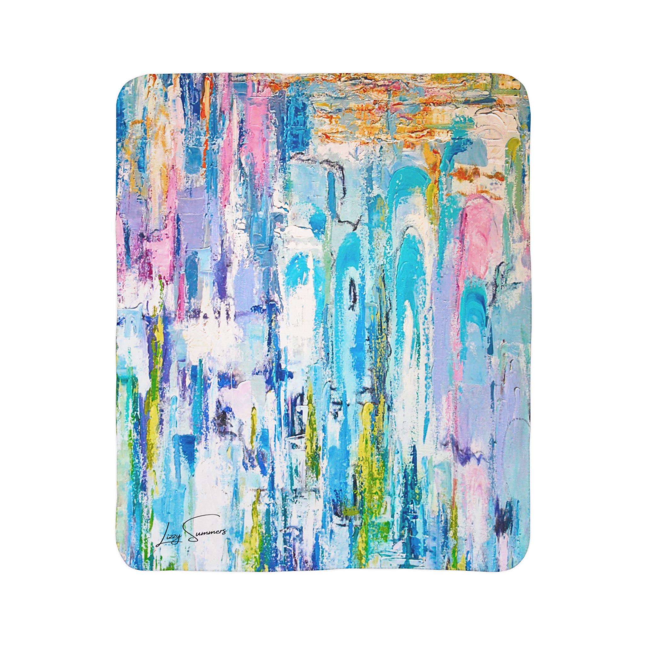 Colorful Fleece Sherpa Blanket - Cool Waters - Image 7