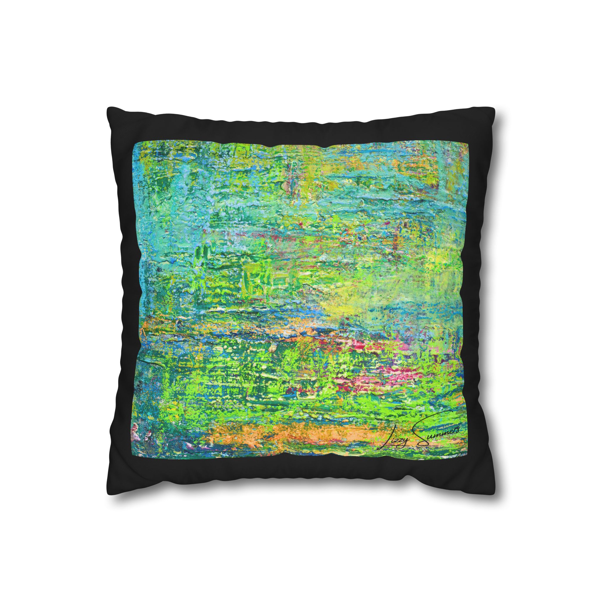 Abstract Canvas Pillowcase — Shimmering Neon Green - Image 4
