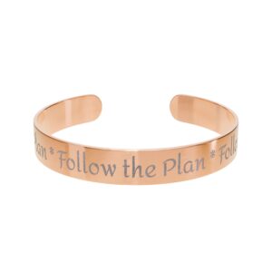 Inspirational Cuff Bracelet - Engraved Motivational Quotes "Follow the Plan"