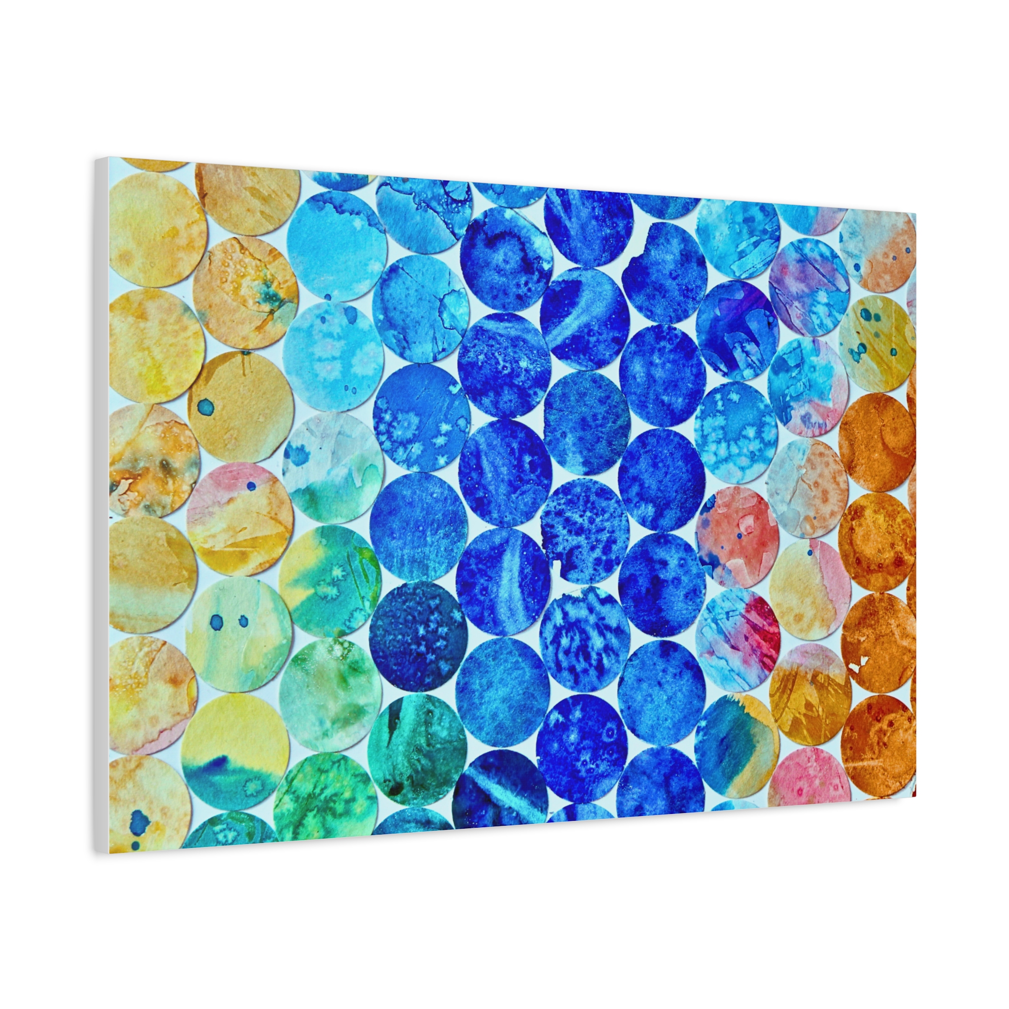 Pops Dots Blue ,Yellow and Oramge Canvas Print-- - Image 14