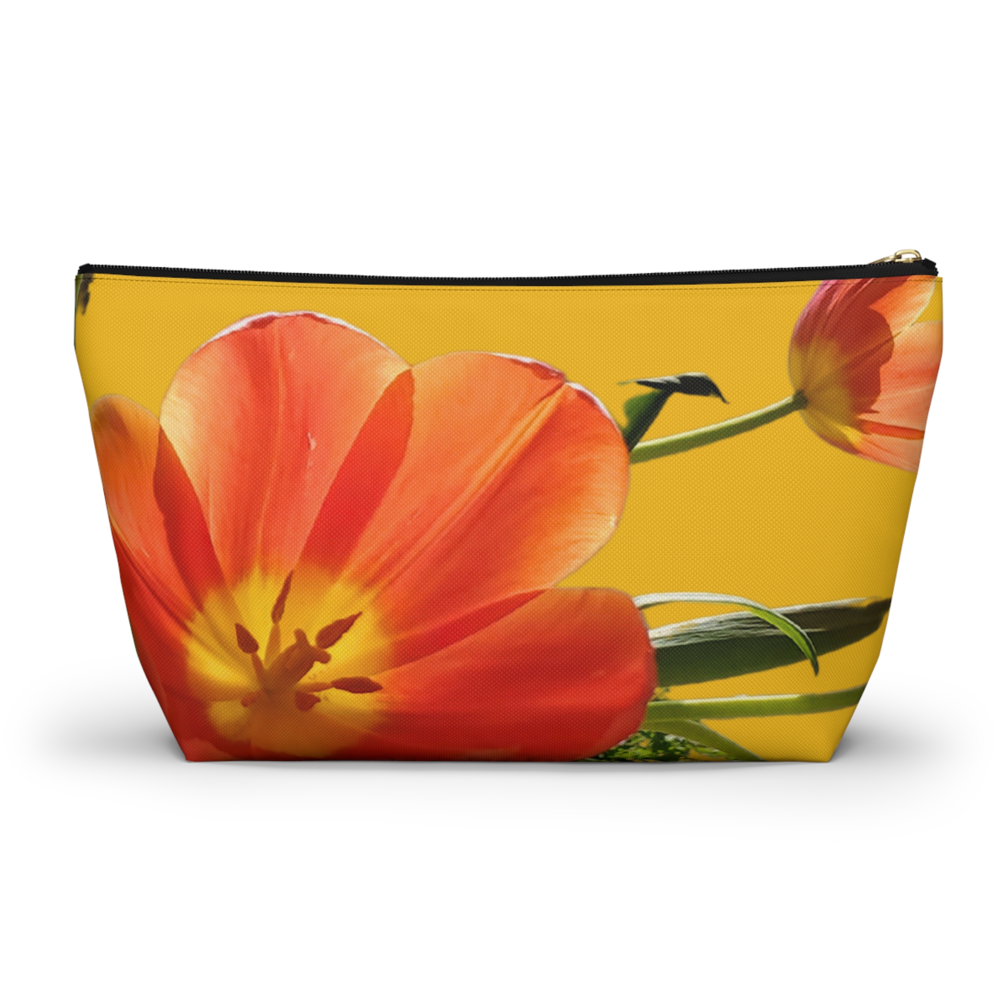 Accessory Pouch w T-bottom Tulips on Yellow - Image 6