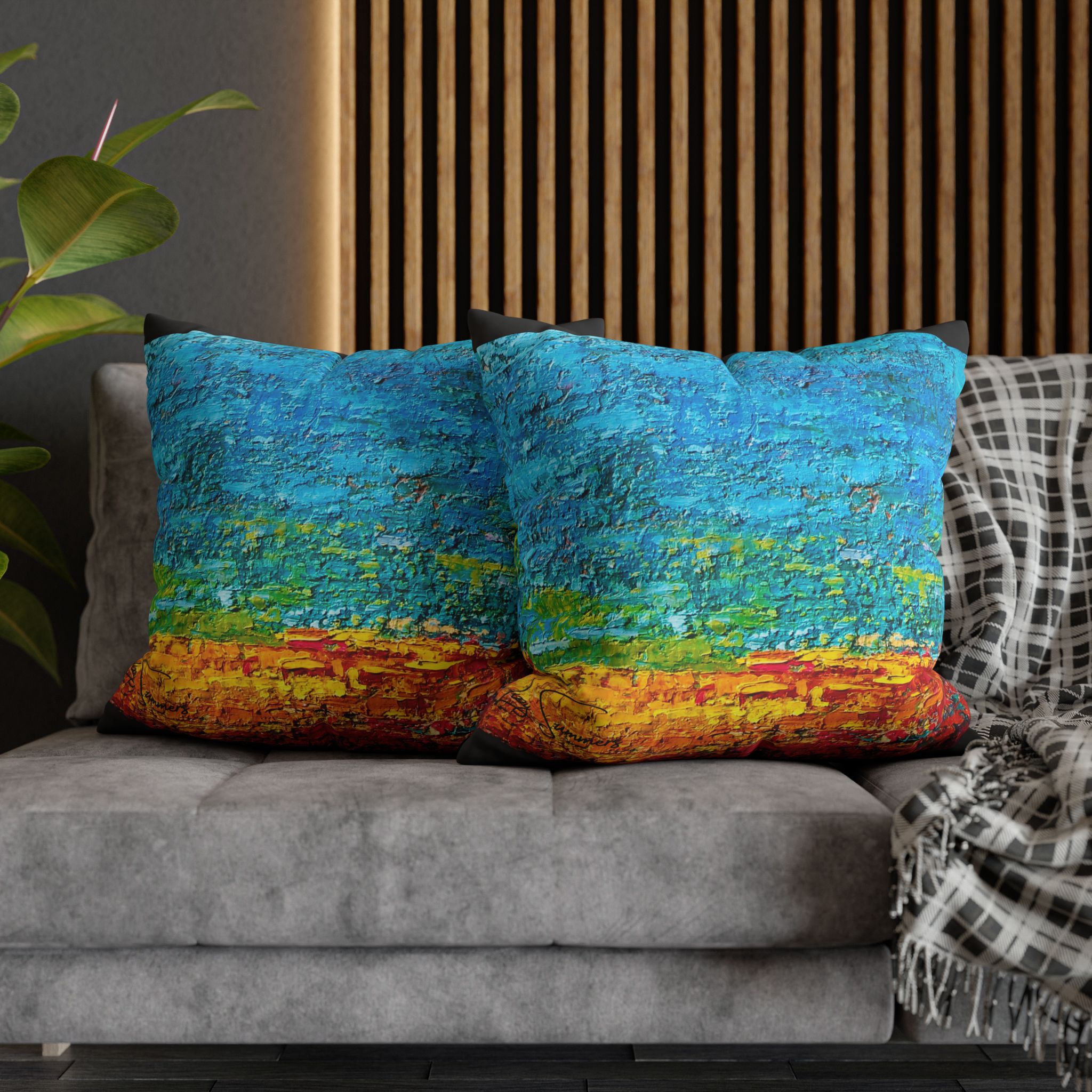 Abstract Canvas Pillowcase —Heavy Texture Painted Sunset - Image 21