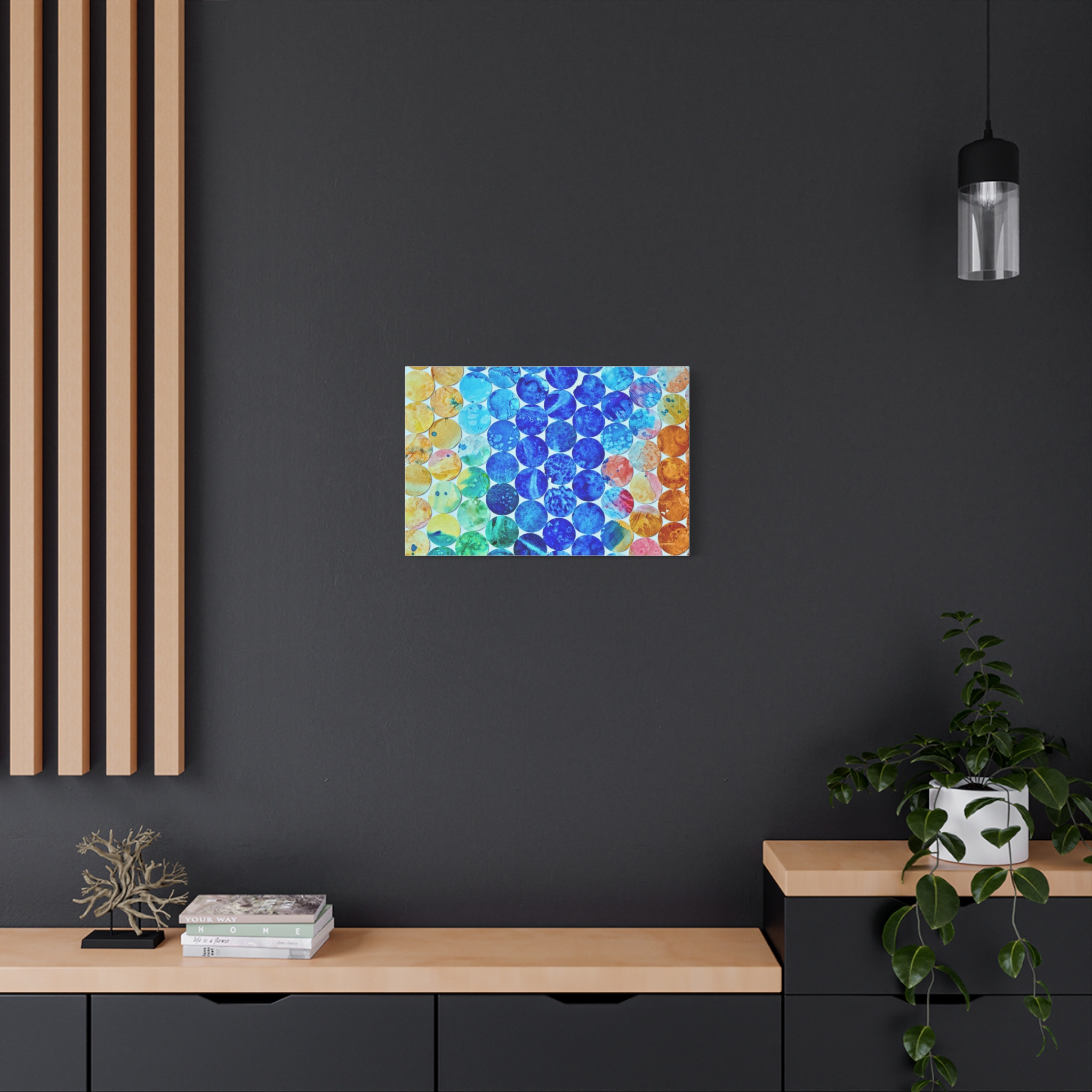 Pops Dots Blue ,Yellow and Oramge Canvas Print-- - Image 8