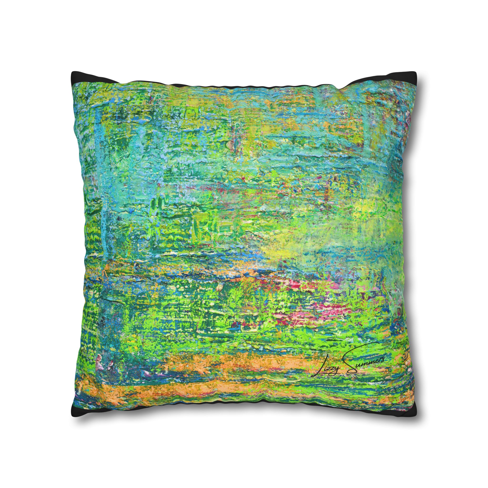 Abstract Canvas Pillowcase — Shimmering Neon Green - Image 13