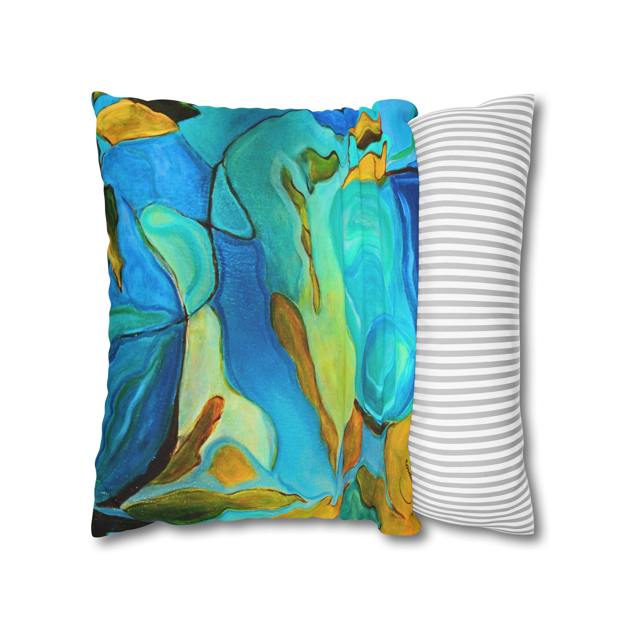Canvas Pillowcase —River Muse Yellow, Blue and Green - Image 12