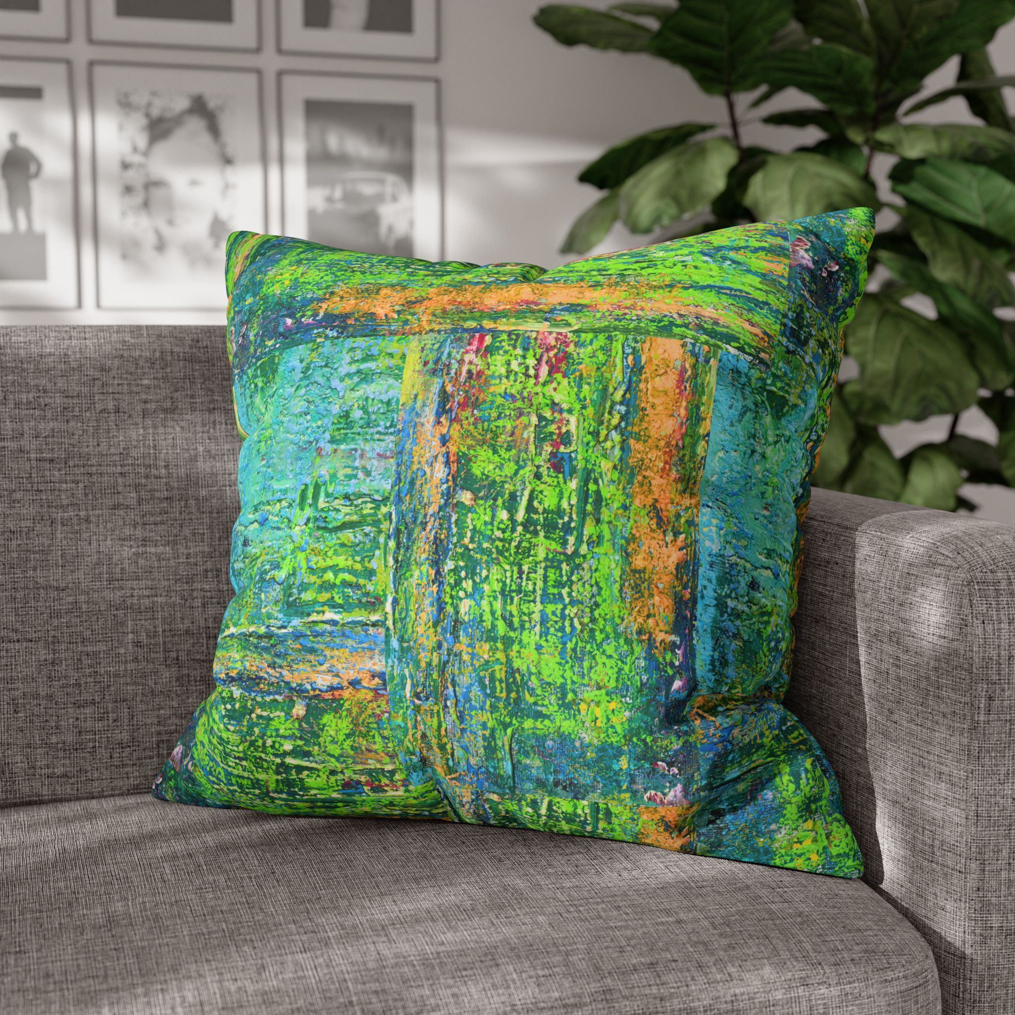 Abstract Canvas Pillowcase — Shimmering Neon Green - Image 30