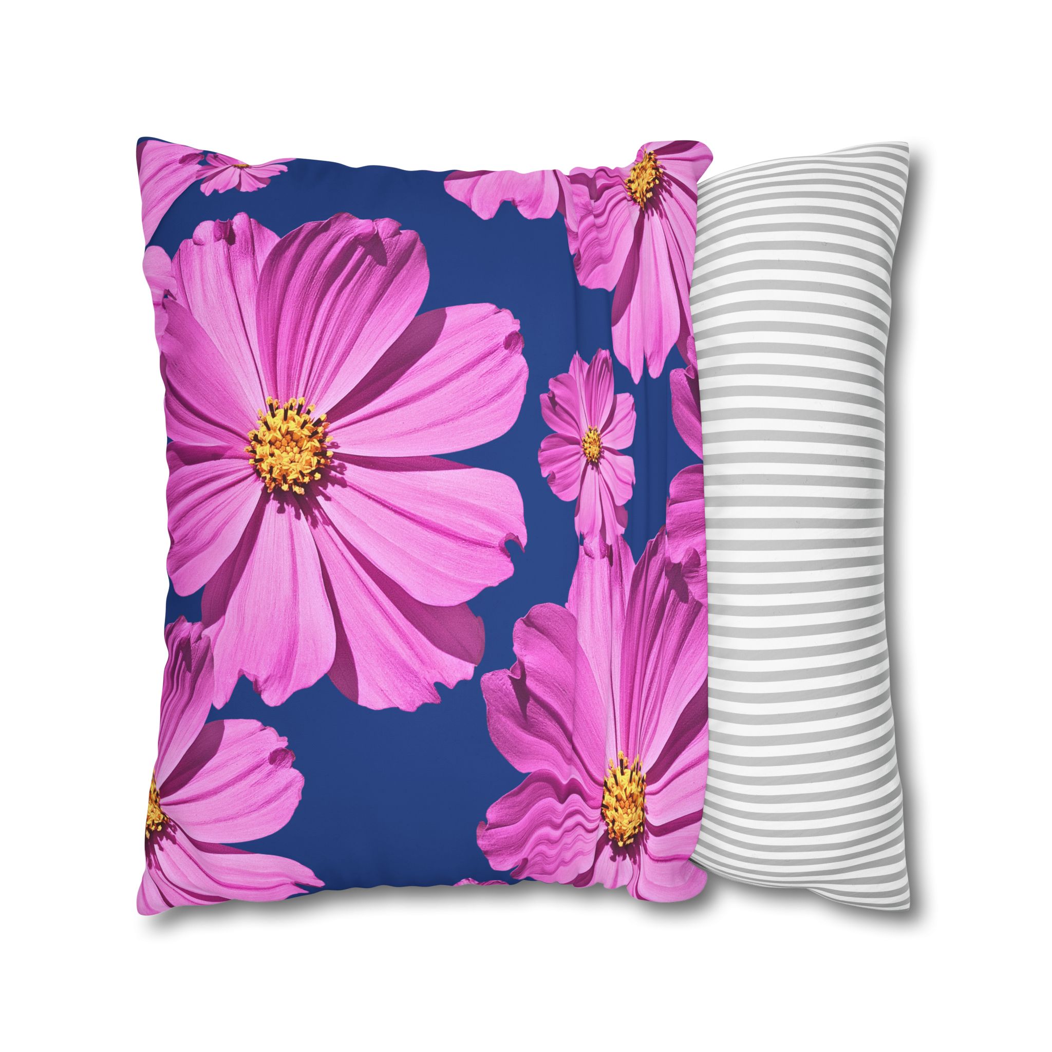 Floral Canvas Pillowcase — Pink Cosmos on blue - Image 19