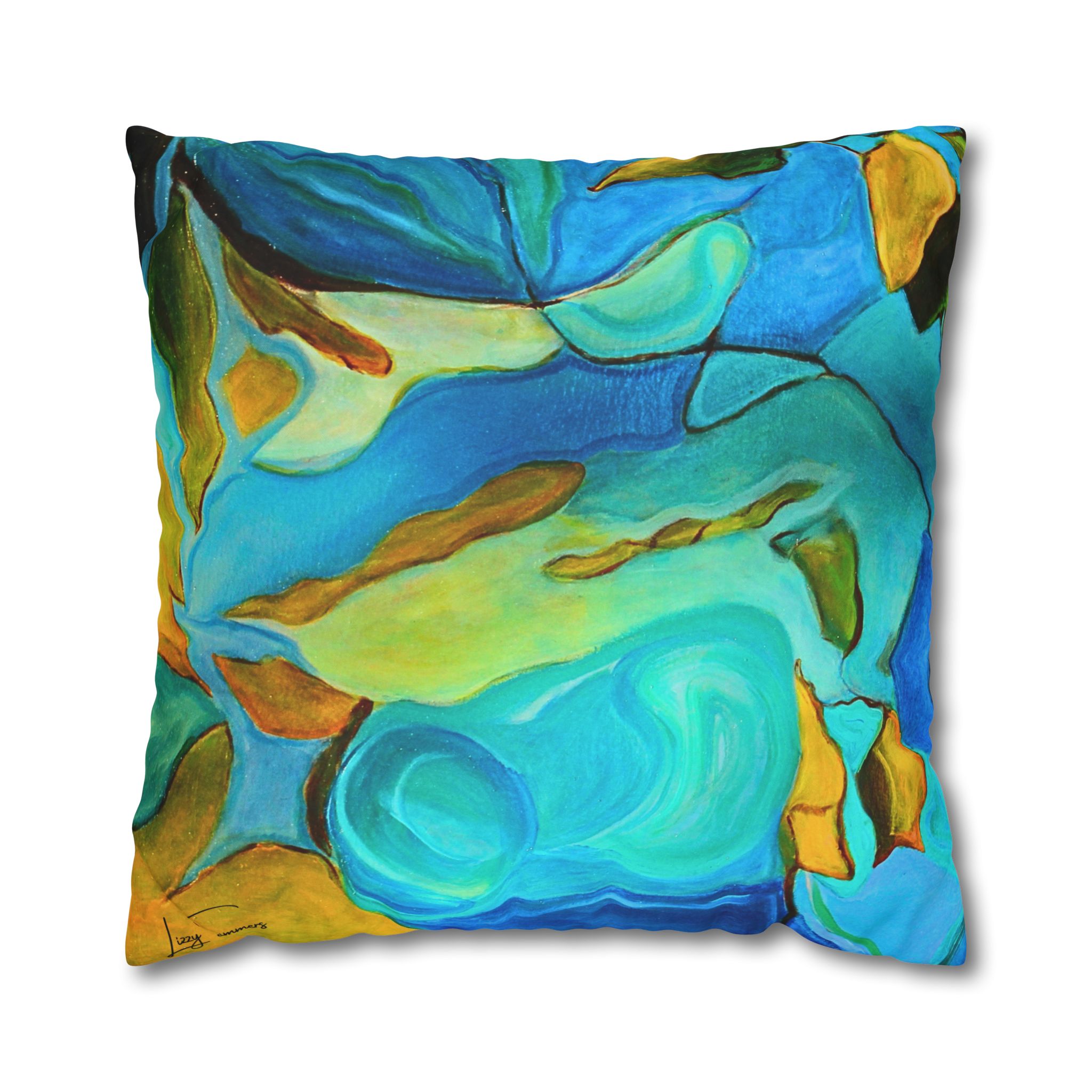 Canvas Pillowcase —River Muse Yellow, Blue and Green - Image 25