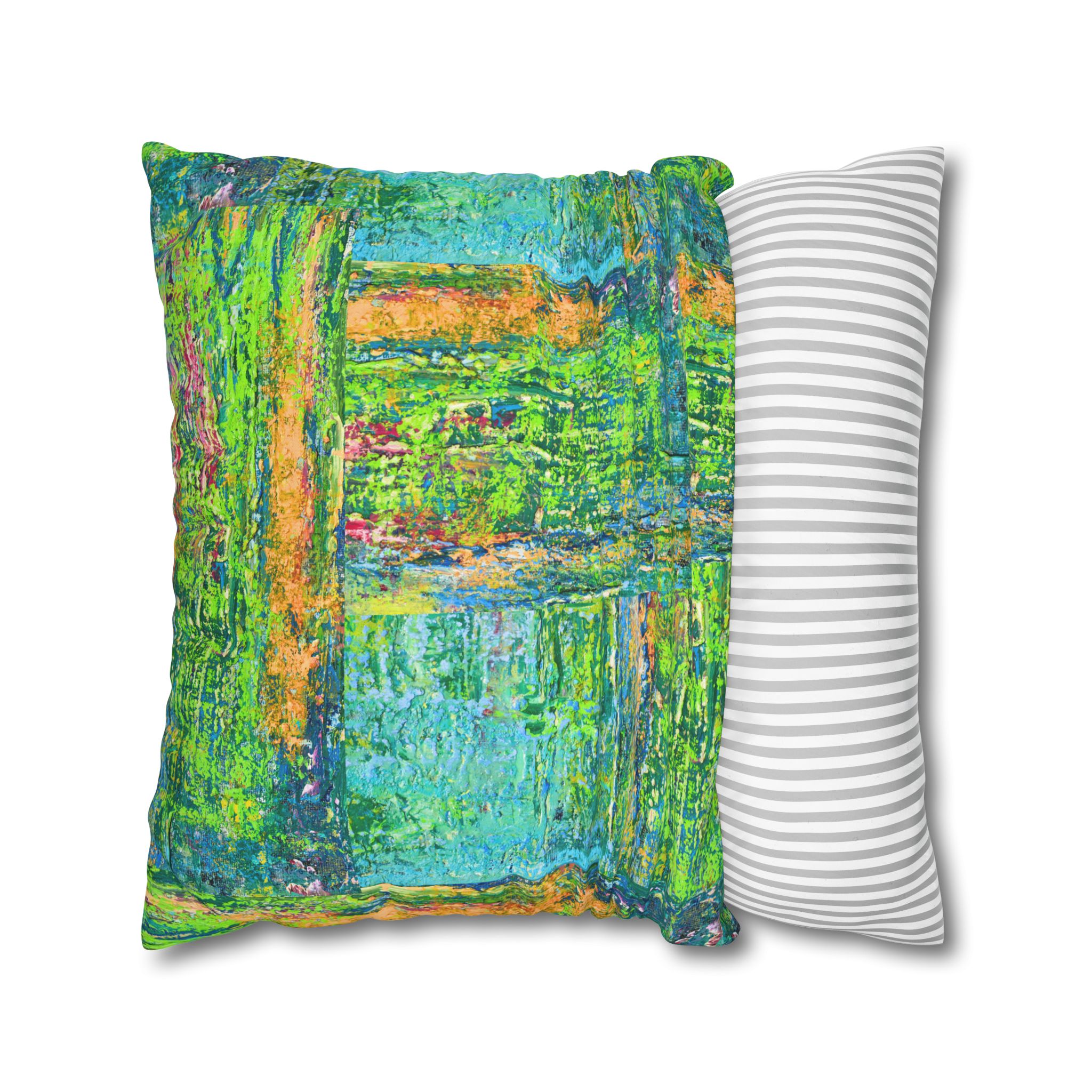 Abstract Canvas Pillowcase — Shimmering Neon Green - Image 19