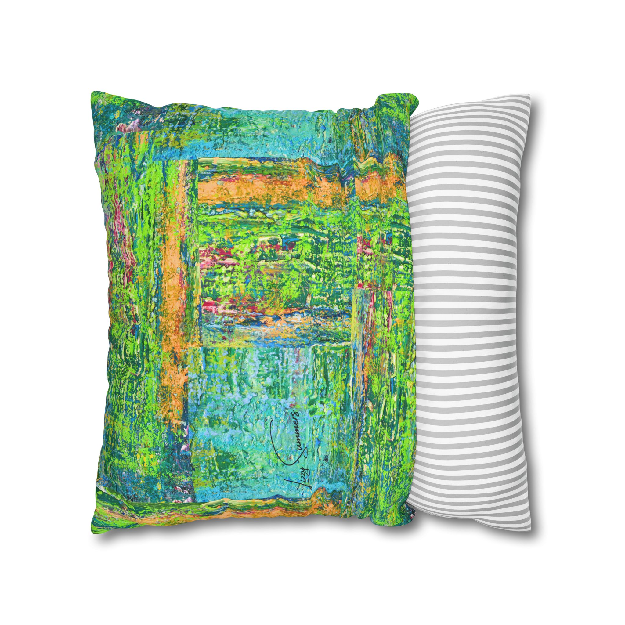 Abstract Canvas Pillowcase — Shimmering Neon Green - Image 15