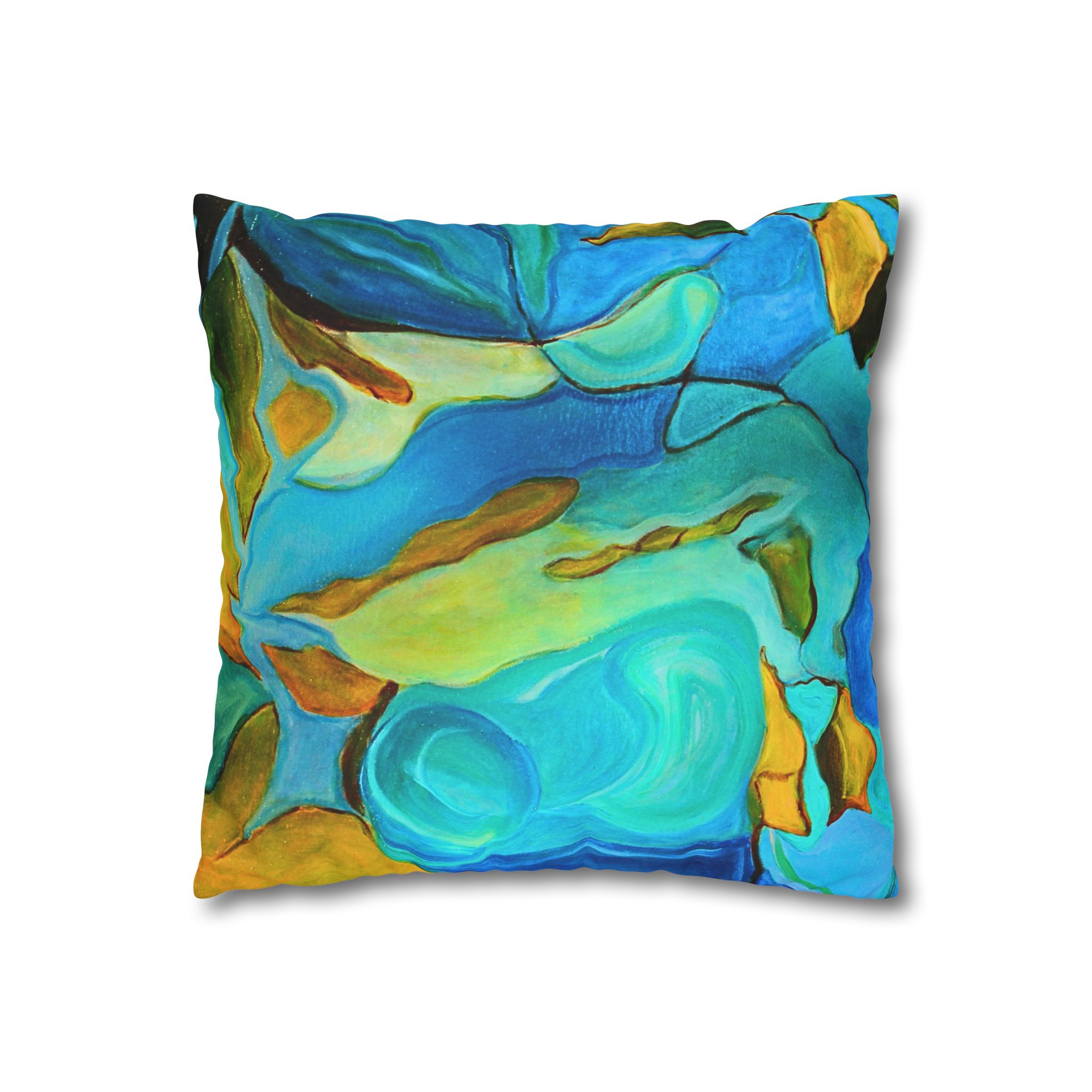 Canvas Pillowcase —River Muse Yellow, Blue and Green
