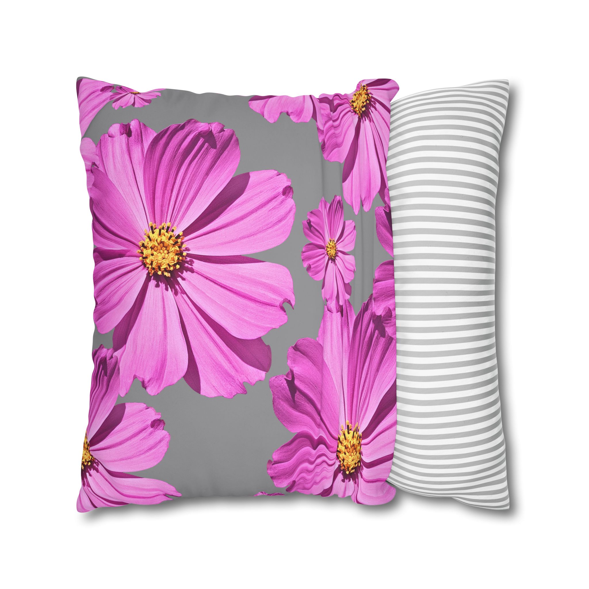 Floral Canvas Pillowcase — Pink Cosmos on grey - Image 19