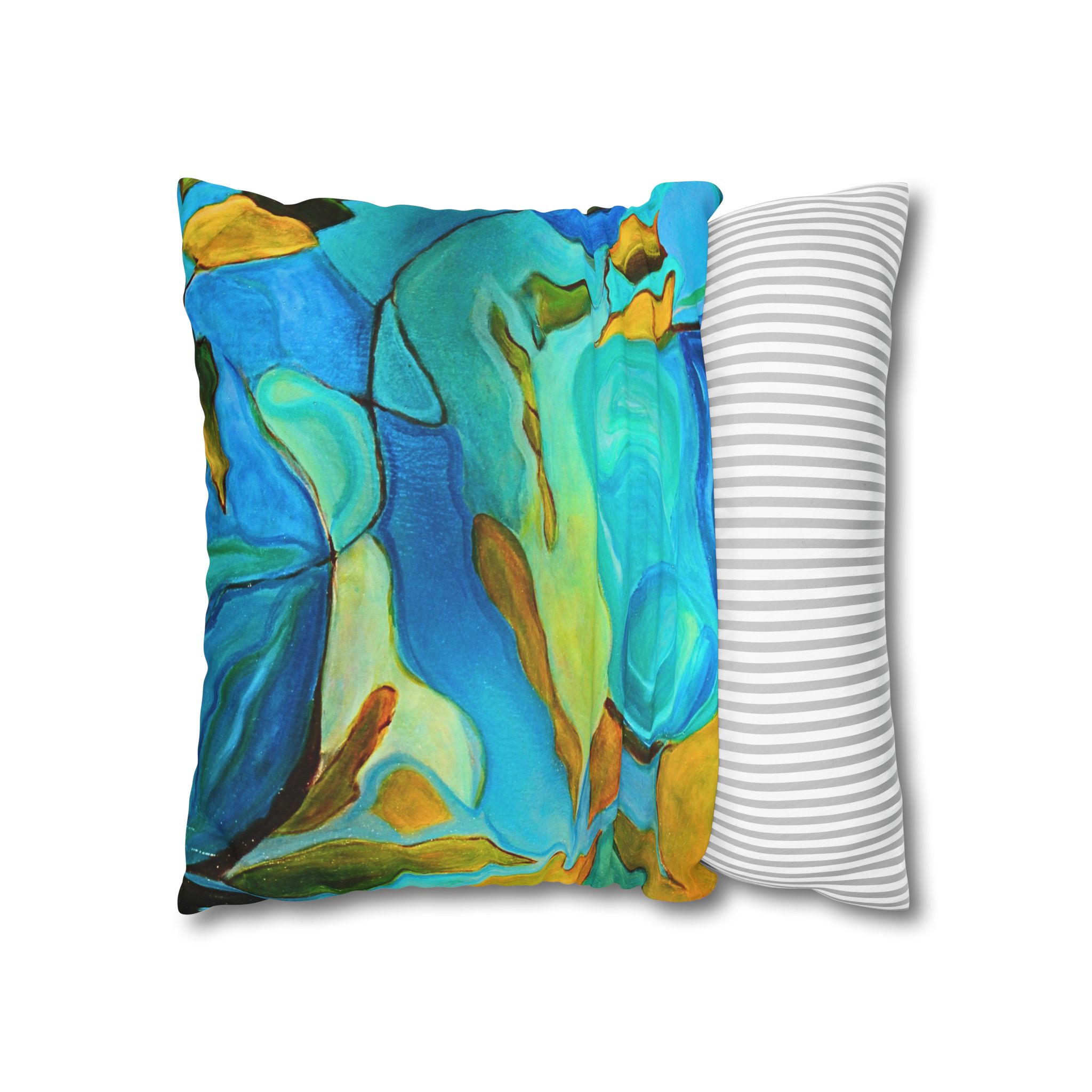 Canvas Pillowcase —River Muse Yellow, Blue and Green - Image 9