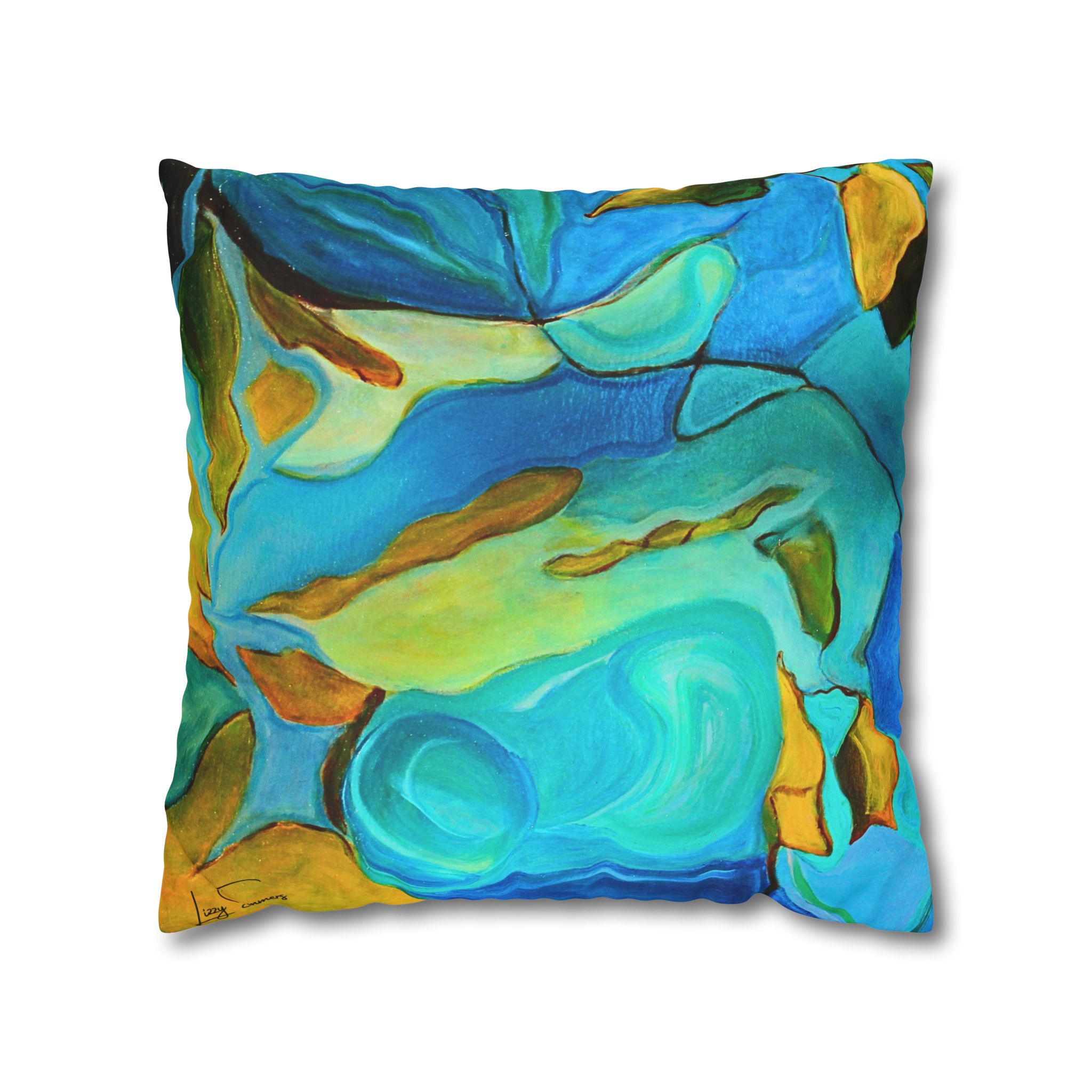 Canvas Pillowcase —River Muse Yellow, Blue and Green - Image 15