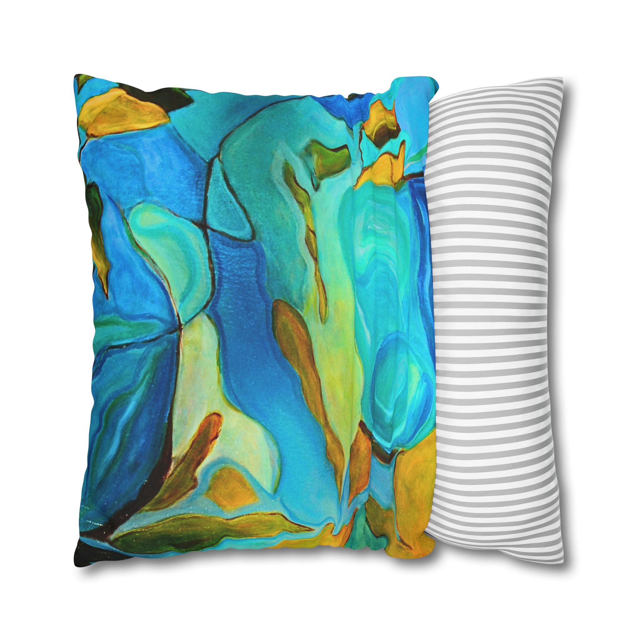 Canvas Pillowcase —River Muse Yellow, Blue and Green - Image 24
