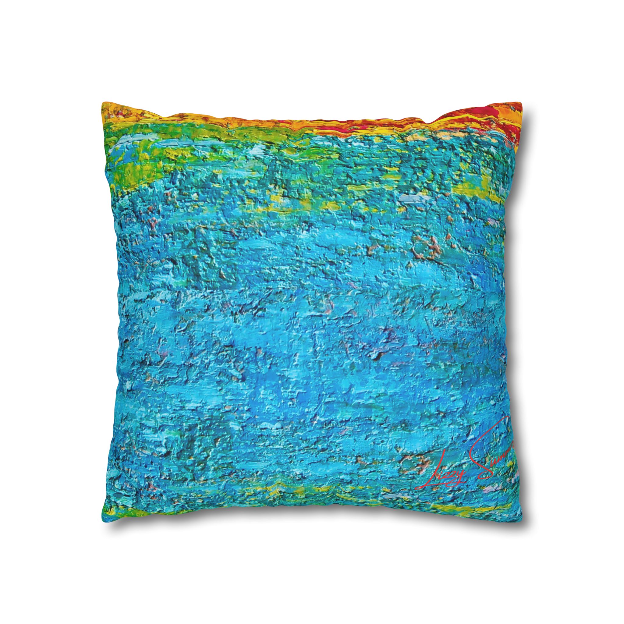 Abstract Canvas Pillowcase —Painted Blue Heavy Texture - Image 8