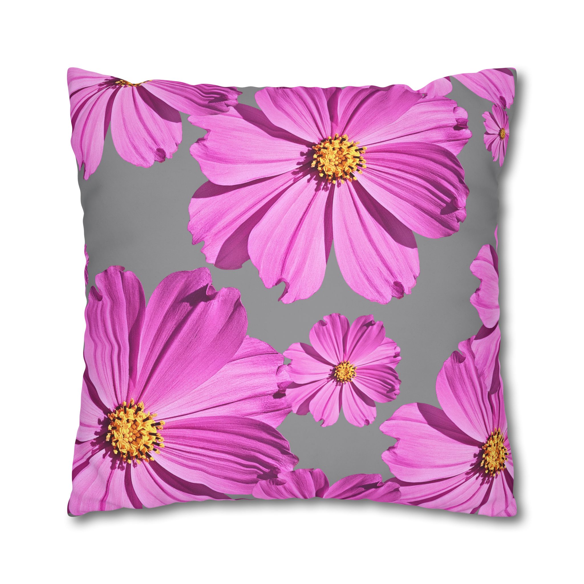 Floral Canvas Pillowcase — Pink Cosmos on grey - Image 23
